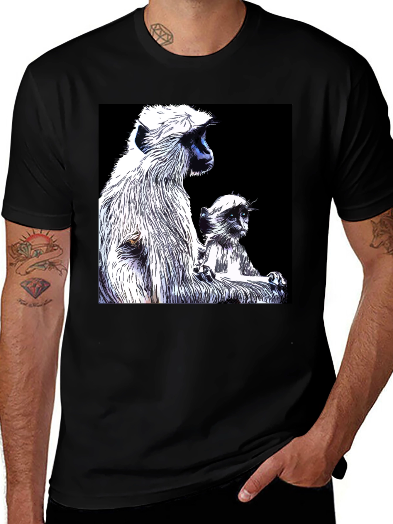 Monkey Graphic Black T-Shirt - Mens Casual Tee