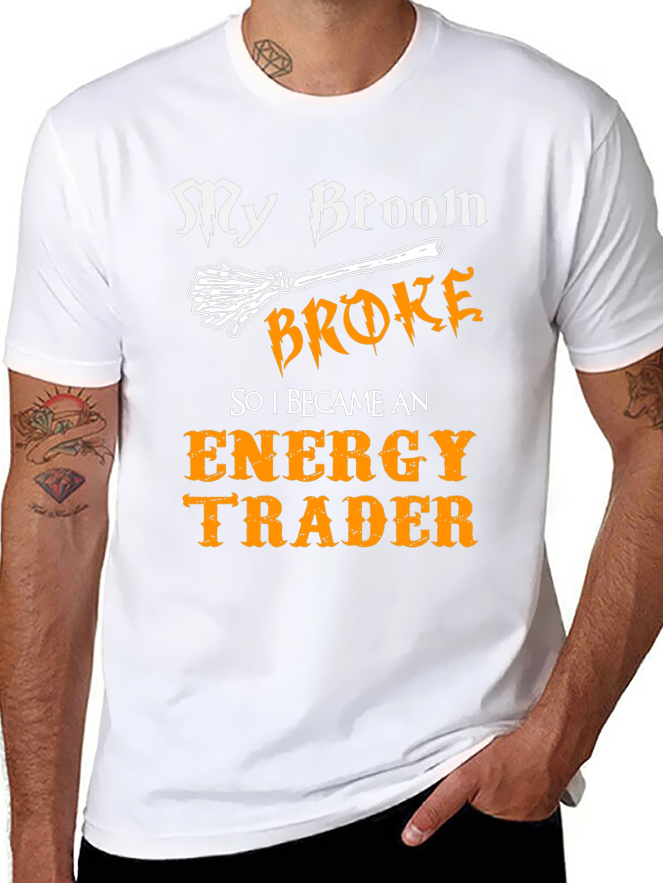 My Broom Broke Energy Trader Graphic T-Shirt