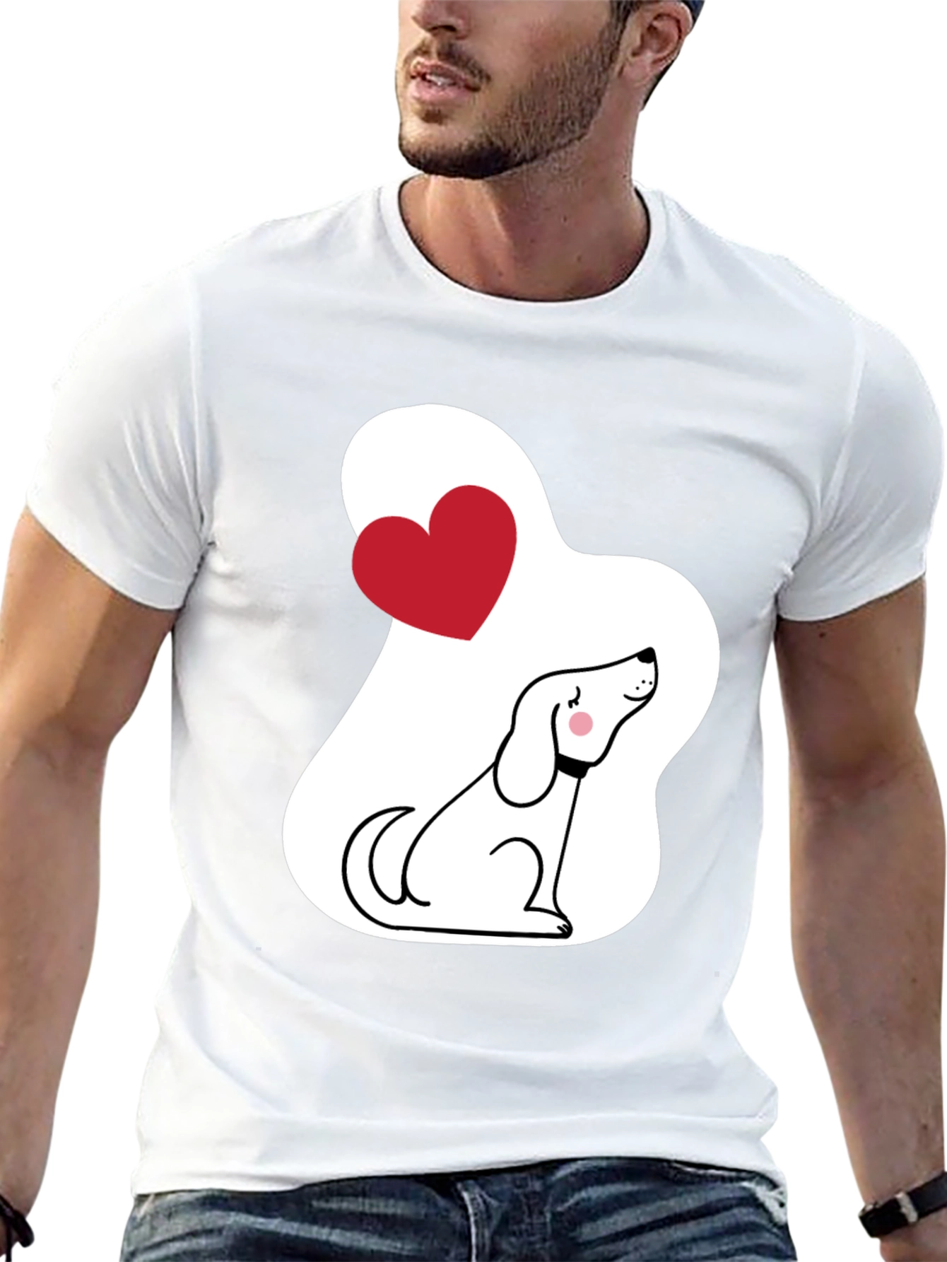 Dog Lover T-Shirt - Cute Cartoon Puppy with Heart