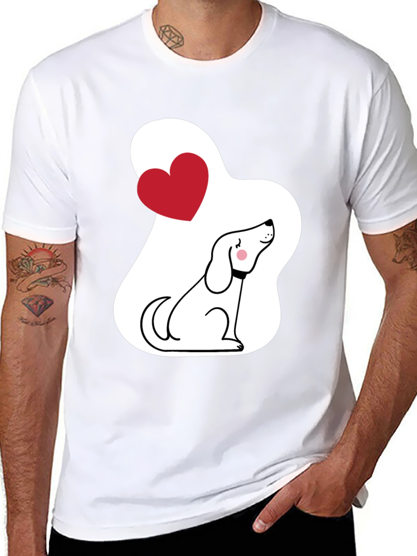 Dog Lover T-Shirt - Cute Cartoon Puppy with Heart