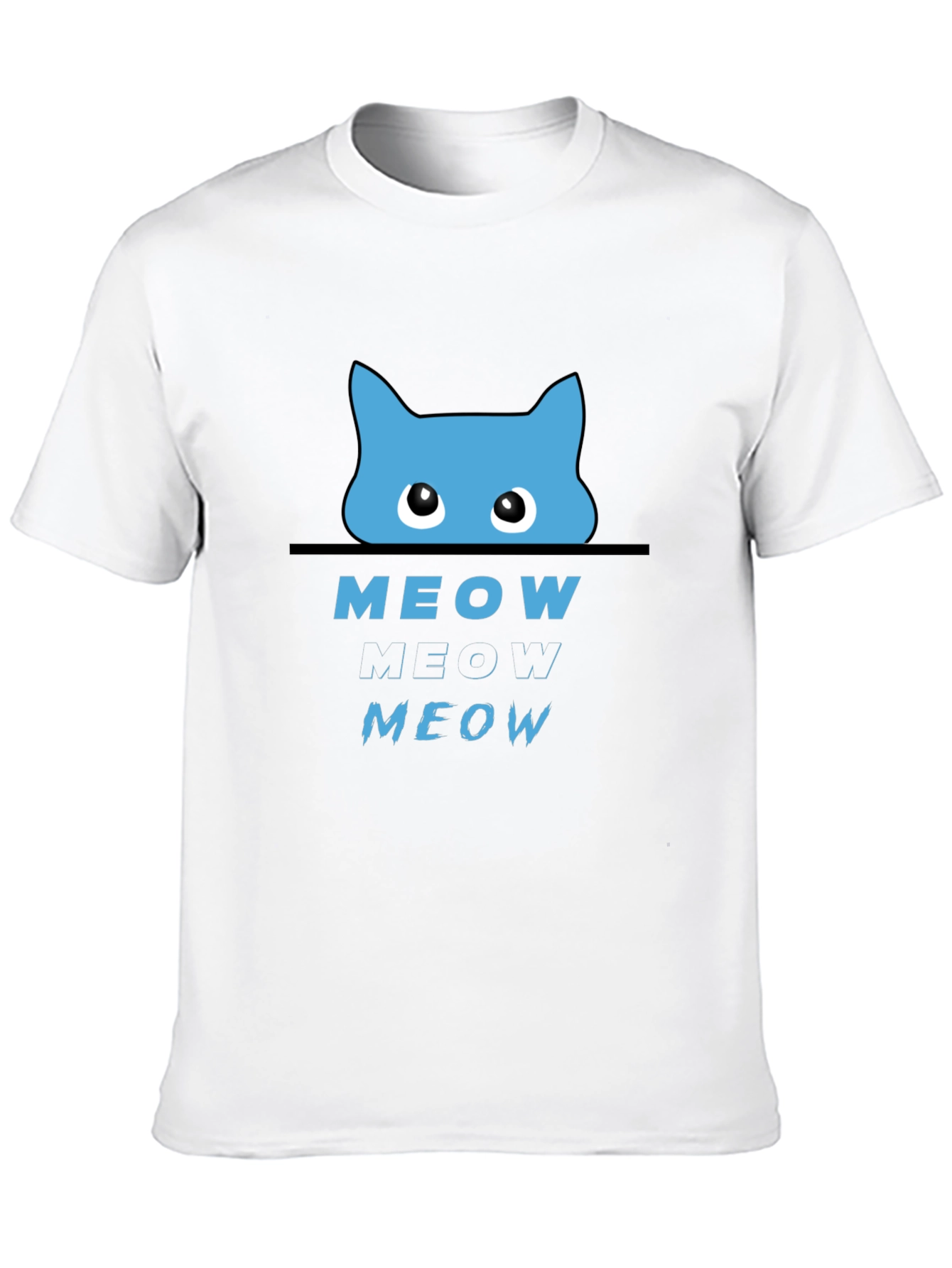 Meow Cat Graphic T-Shirt - Black