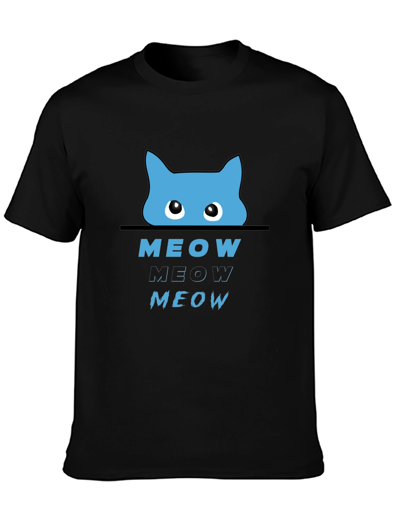 Meow Cat Graphic T-Shirt - Black