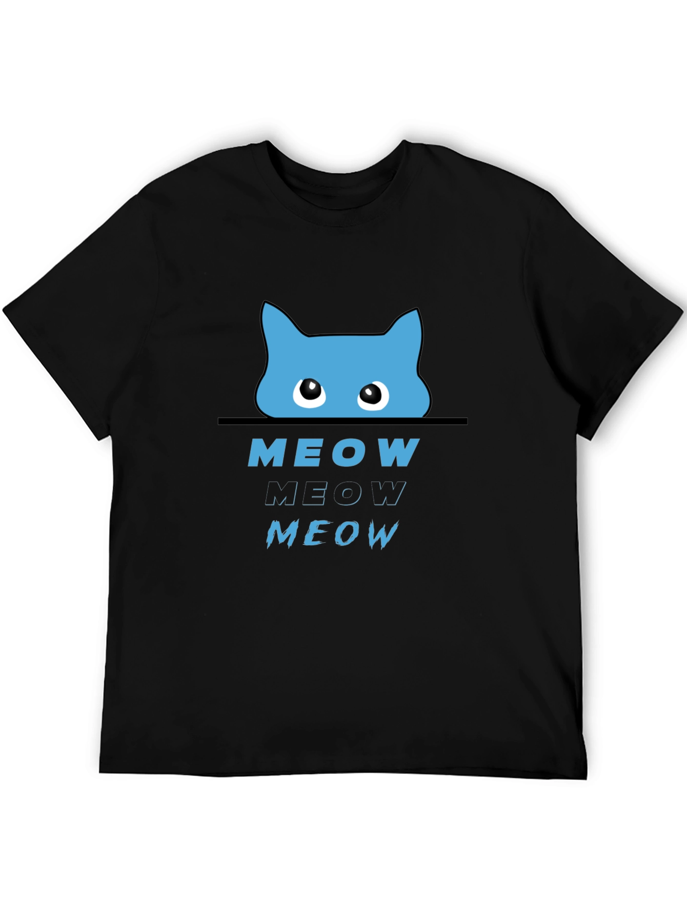 Meow Cat Graphic T-Shirt - Black