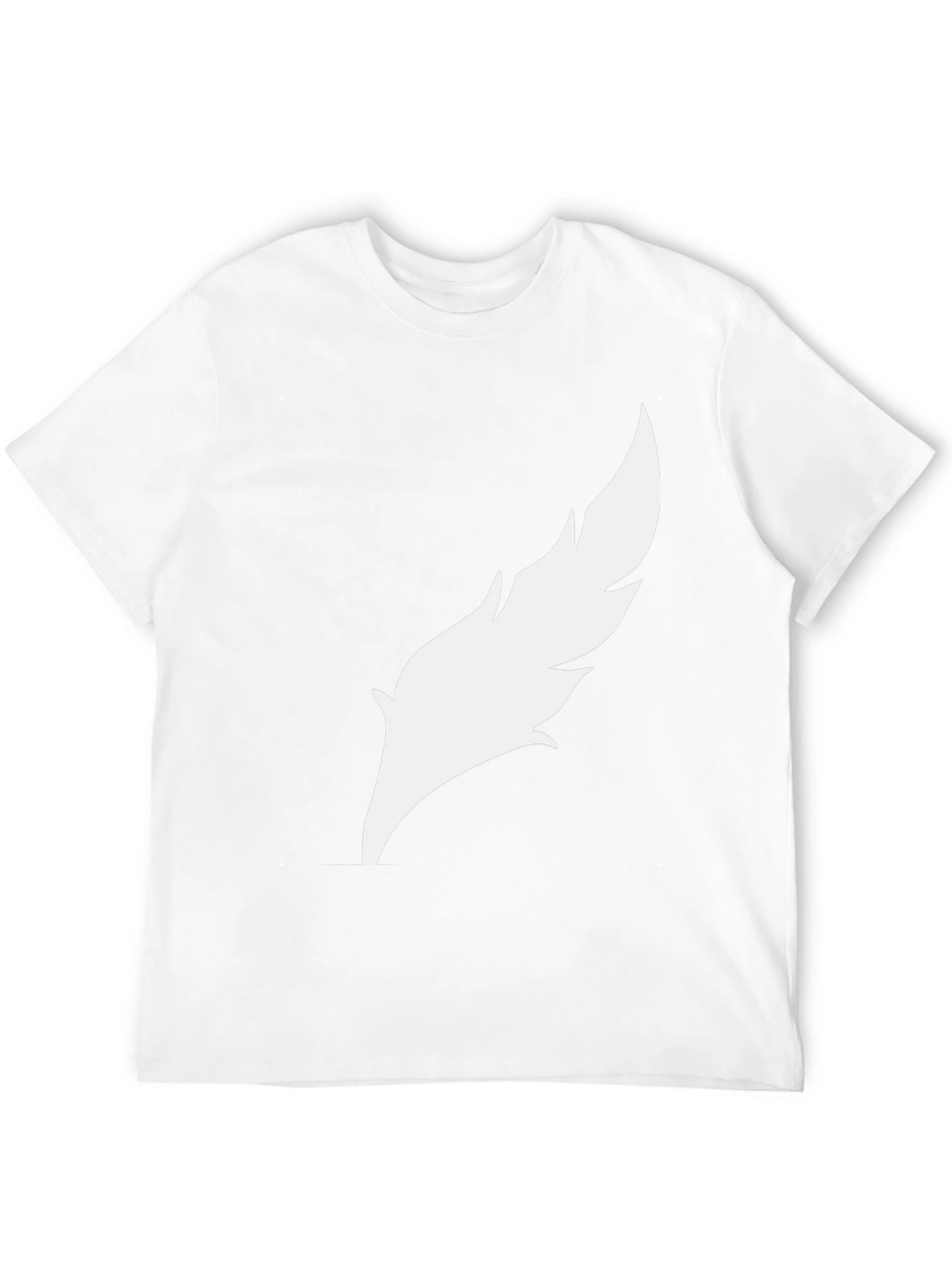 Mens Black T-Shirt with White Feather Graphic