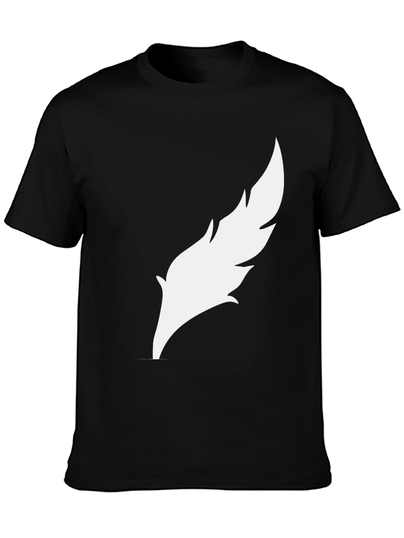 Mens Black T-Shirt with White Feather Graphic