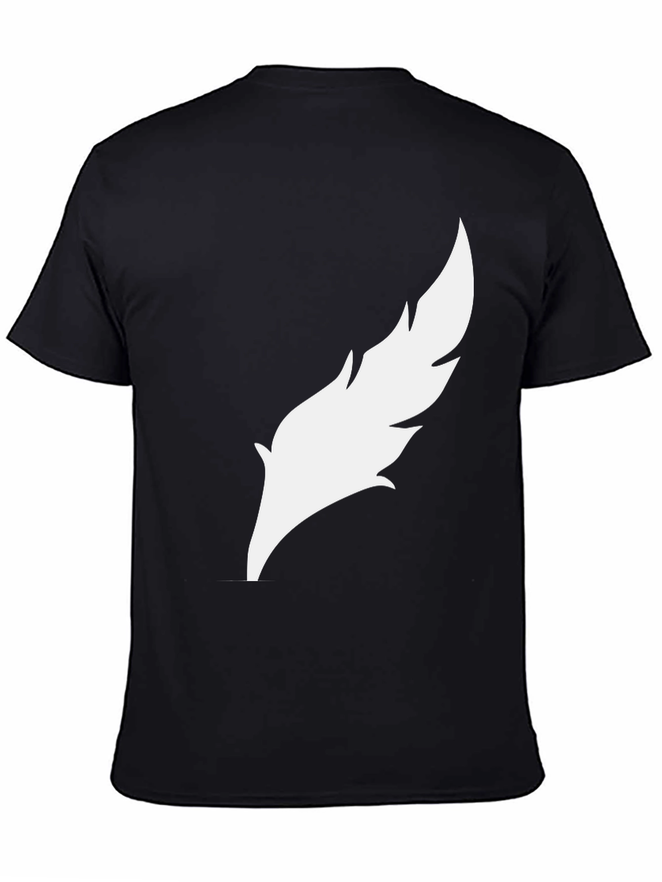 Mens Black T-Shirt with White Feather Graphic