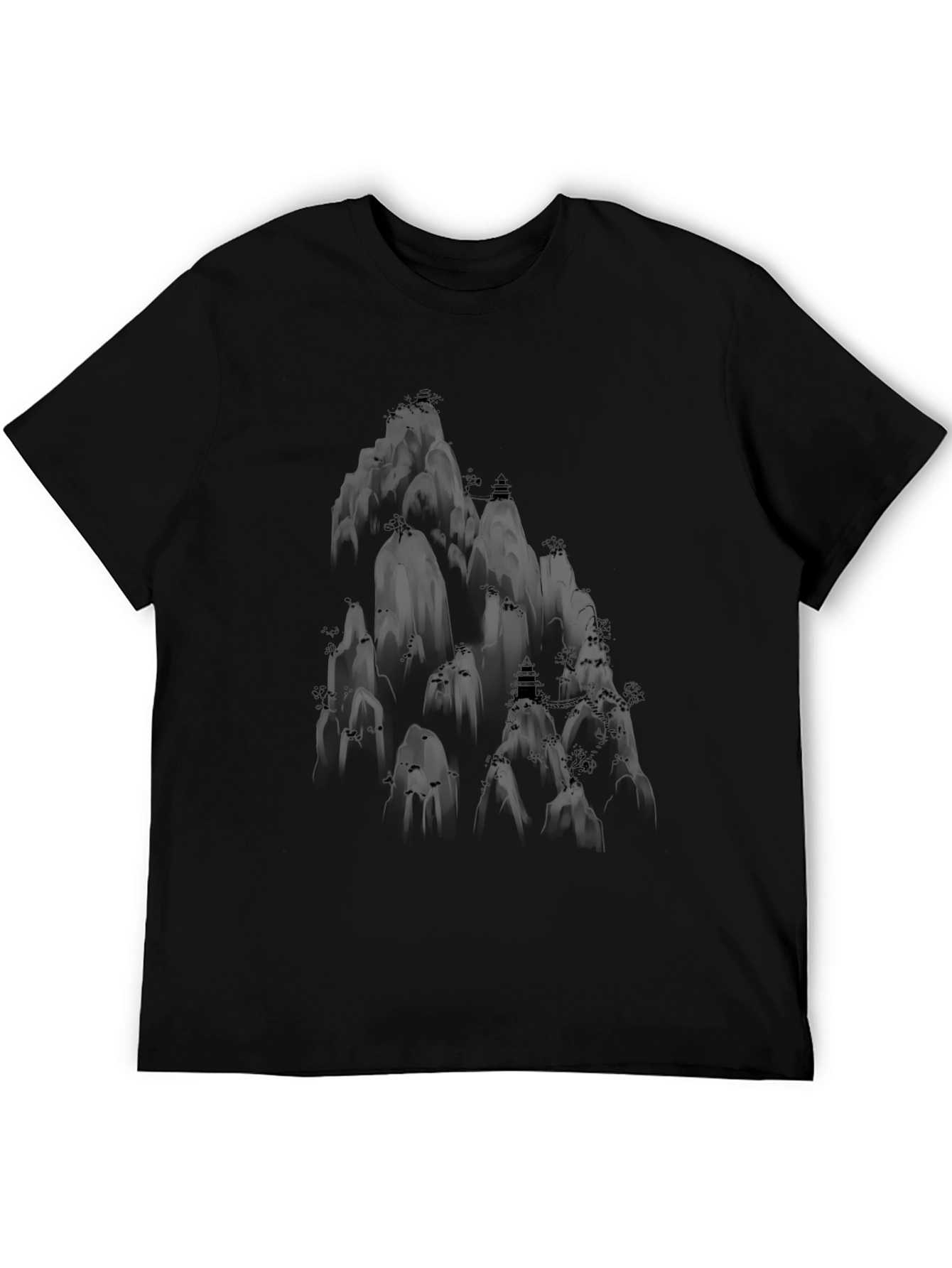 Mountain Scene Graphic Tee - Black