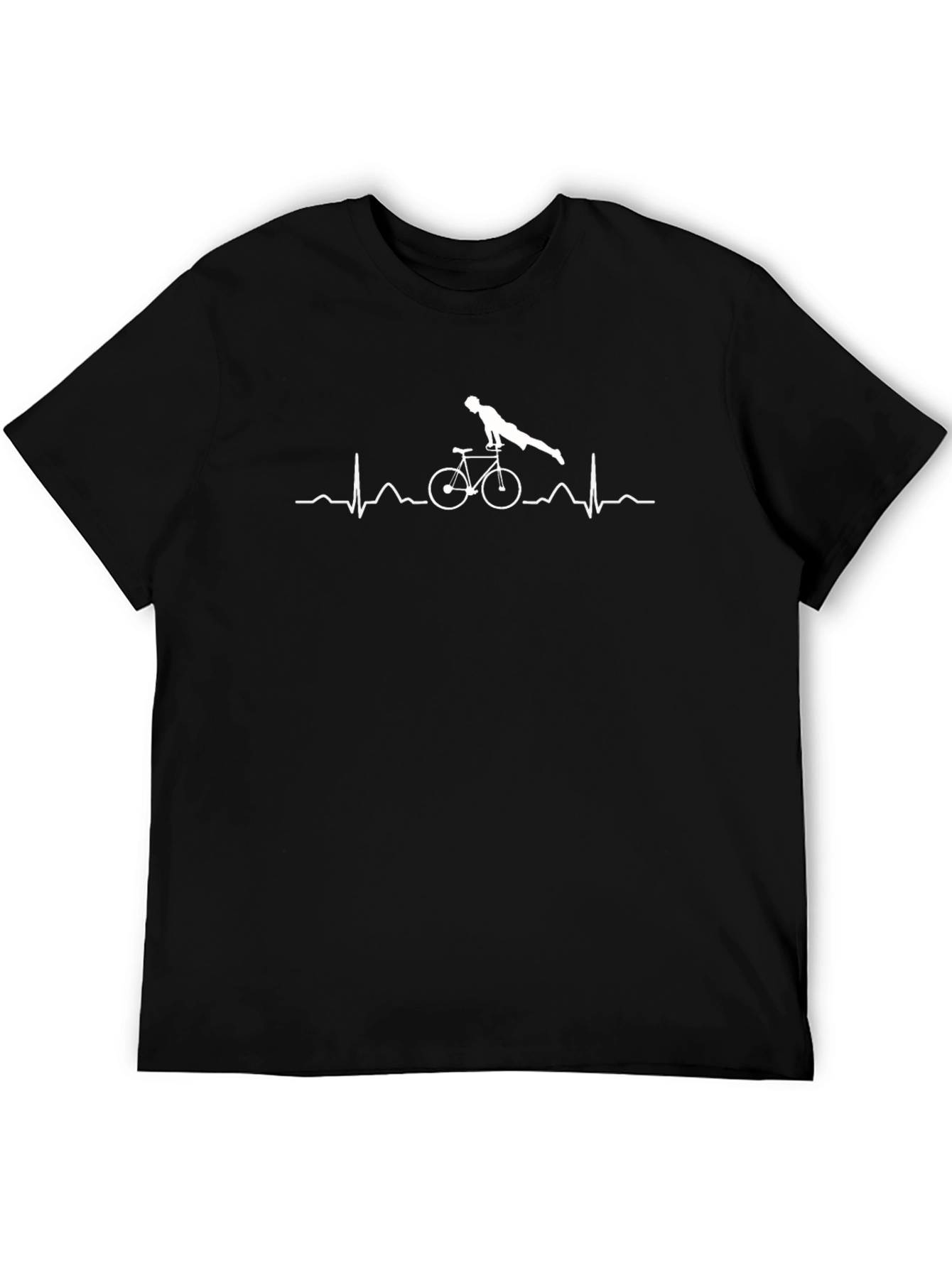 Cycling Heartbeat T-Shirt - Black Cotton Blend