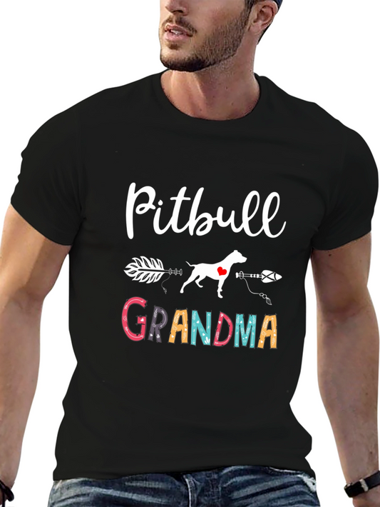 Pitbull Grandma Graphic Tee - Dog Lover Shirt