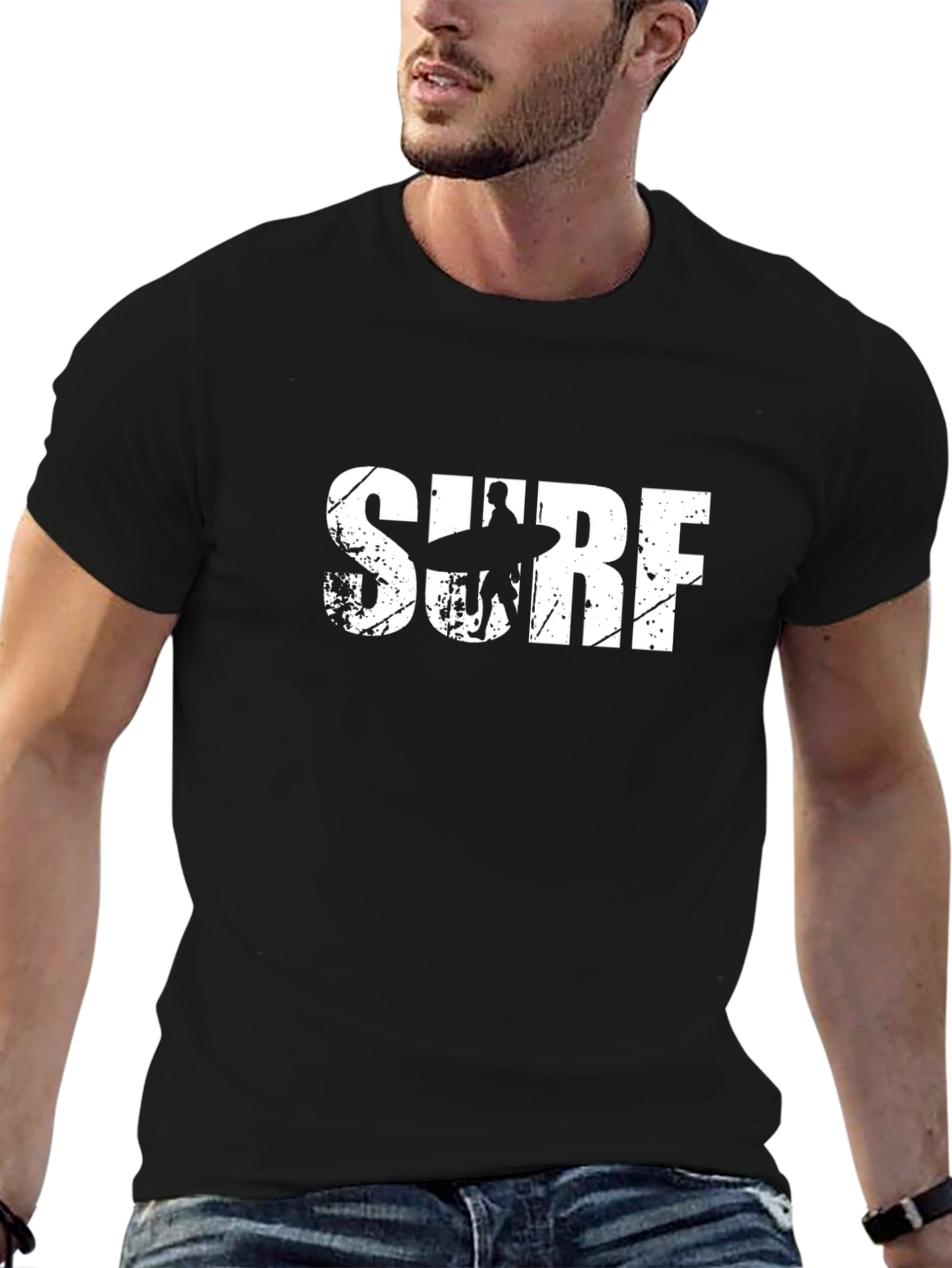 Black Surf Graphic Tee - Stylish Surfer T-Shirt