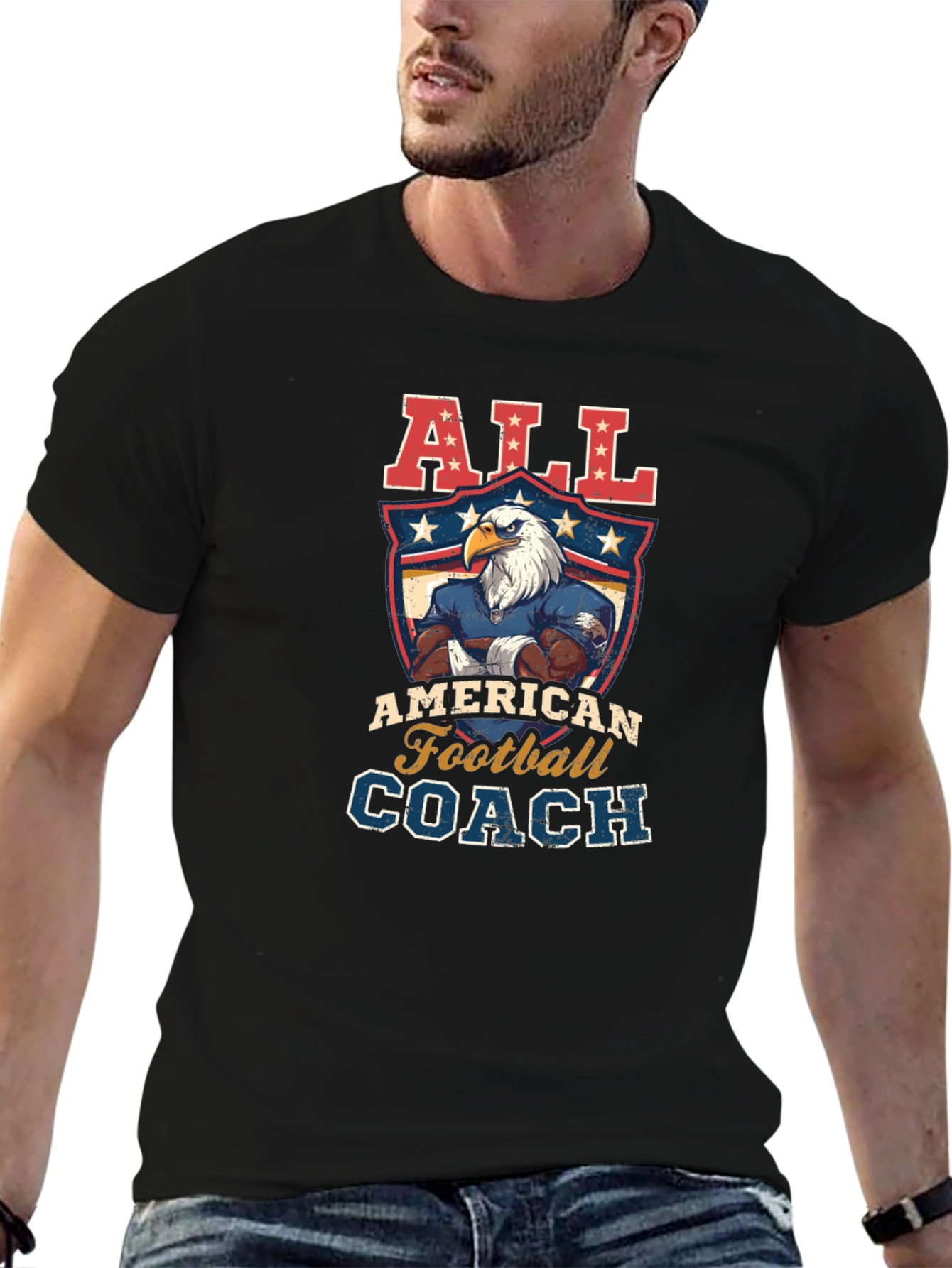 All American Football Coach Graphic T-Shirt