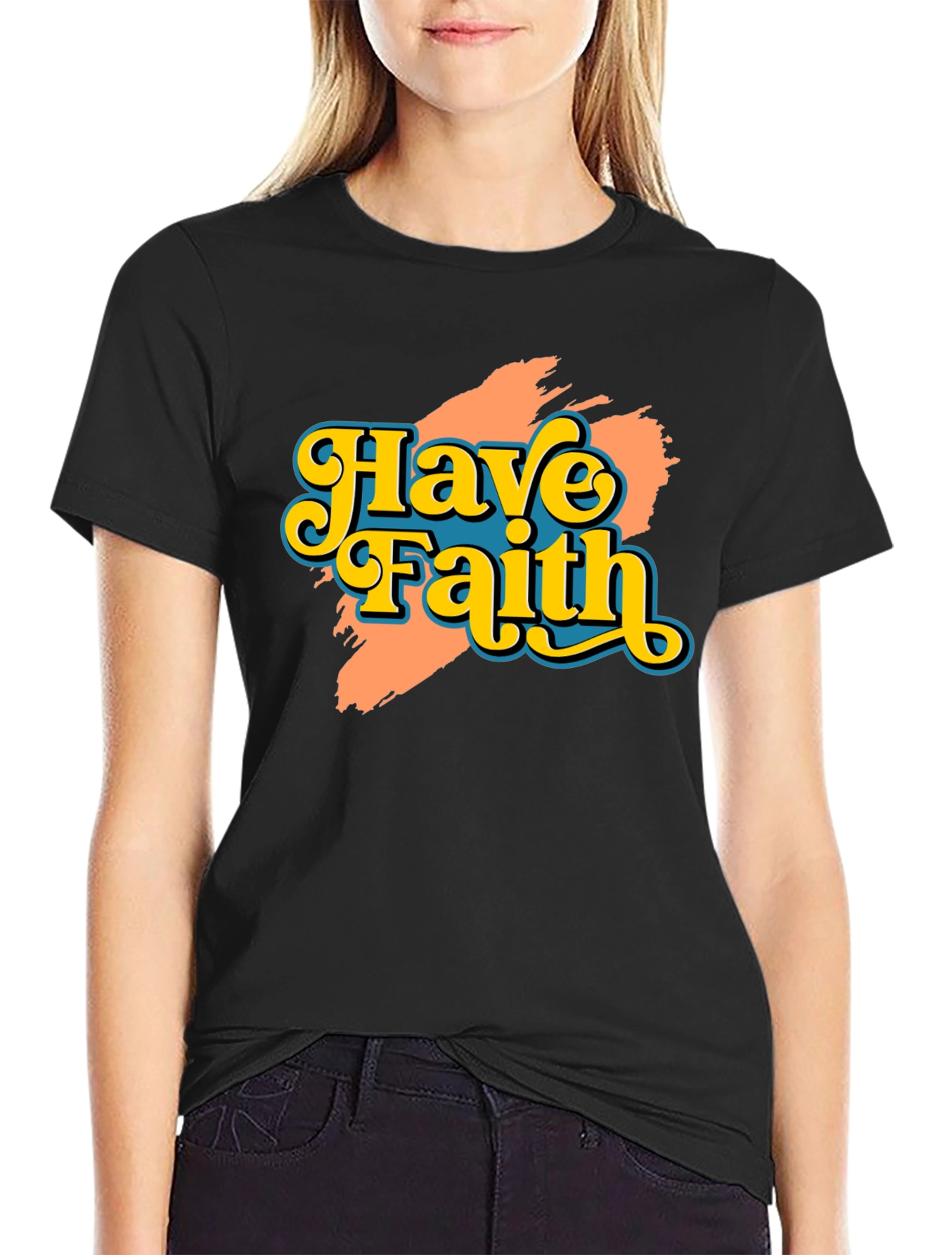 Have Faith Graphic Tee - Retro Design Black T-Shirt