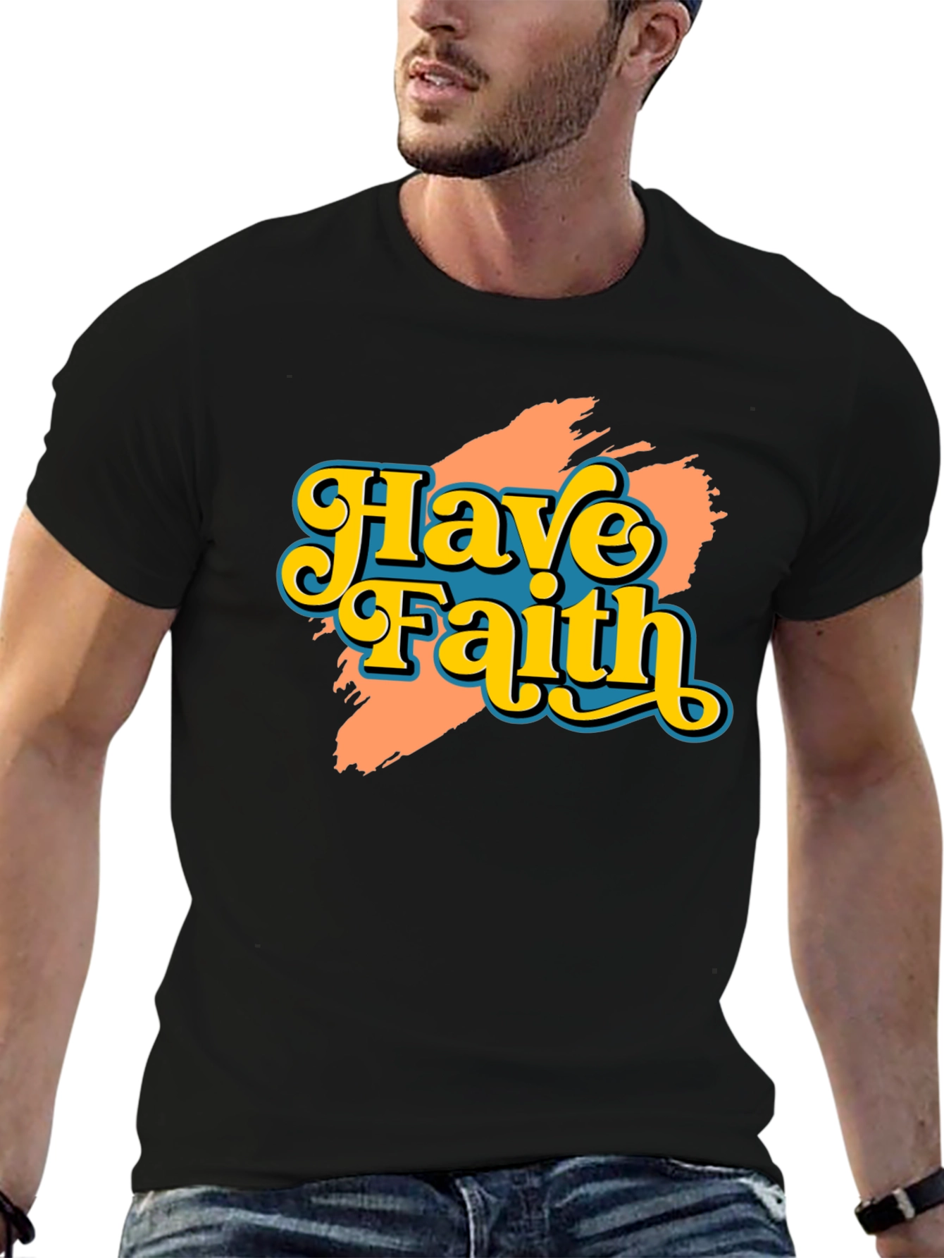 Have Faith Graphic Tee - Retro Design Black T-Shirt