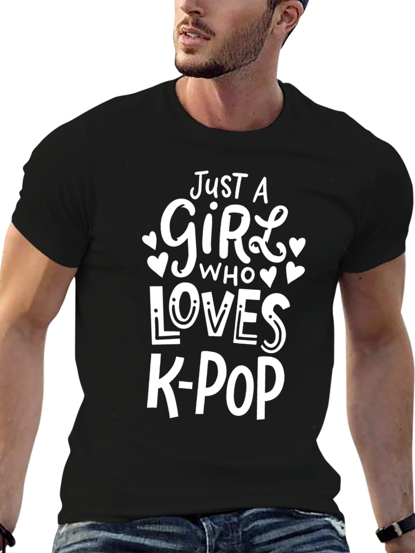 Just A Girl Who Loves K-Pop Black T-Shirt