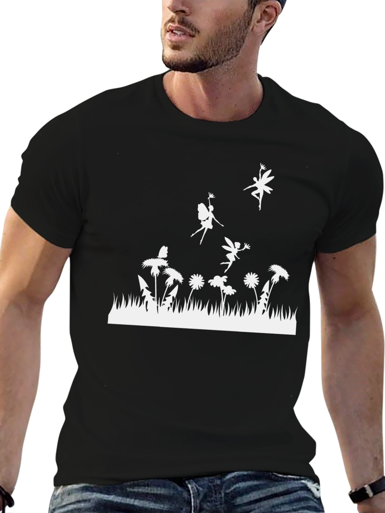 Fairy Meadow Graphic Tee - Black Cotton T-Shirt