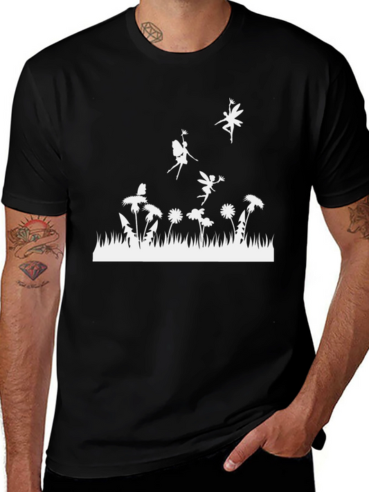 Fairy Meadow Graphic Tee - Black Cotton T-Shirt