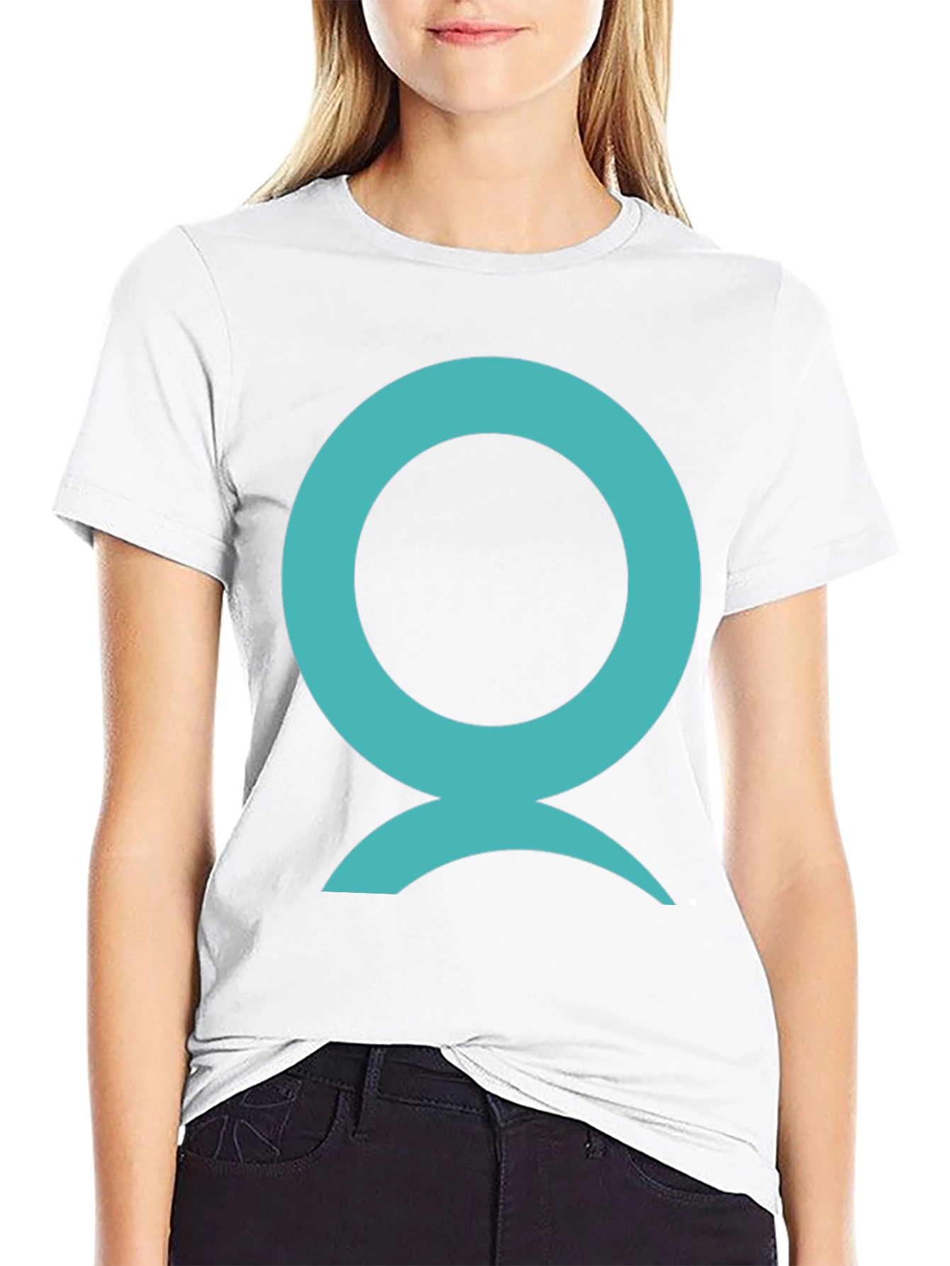 Abstract Aqua Symbol Graphic Black T-Shirt