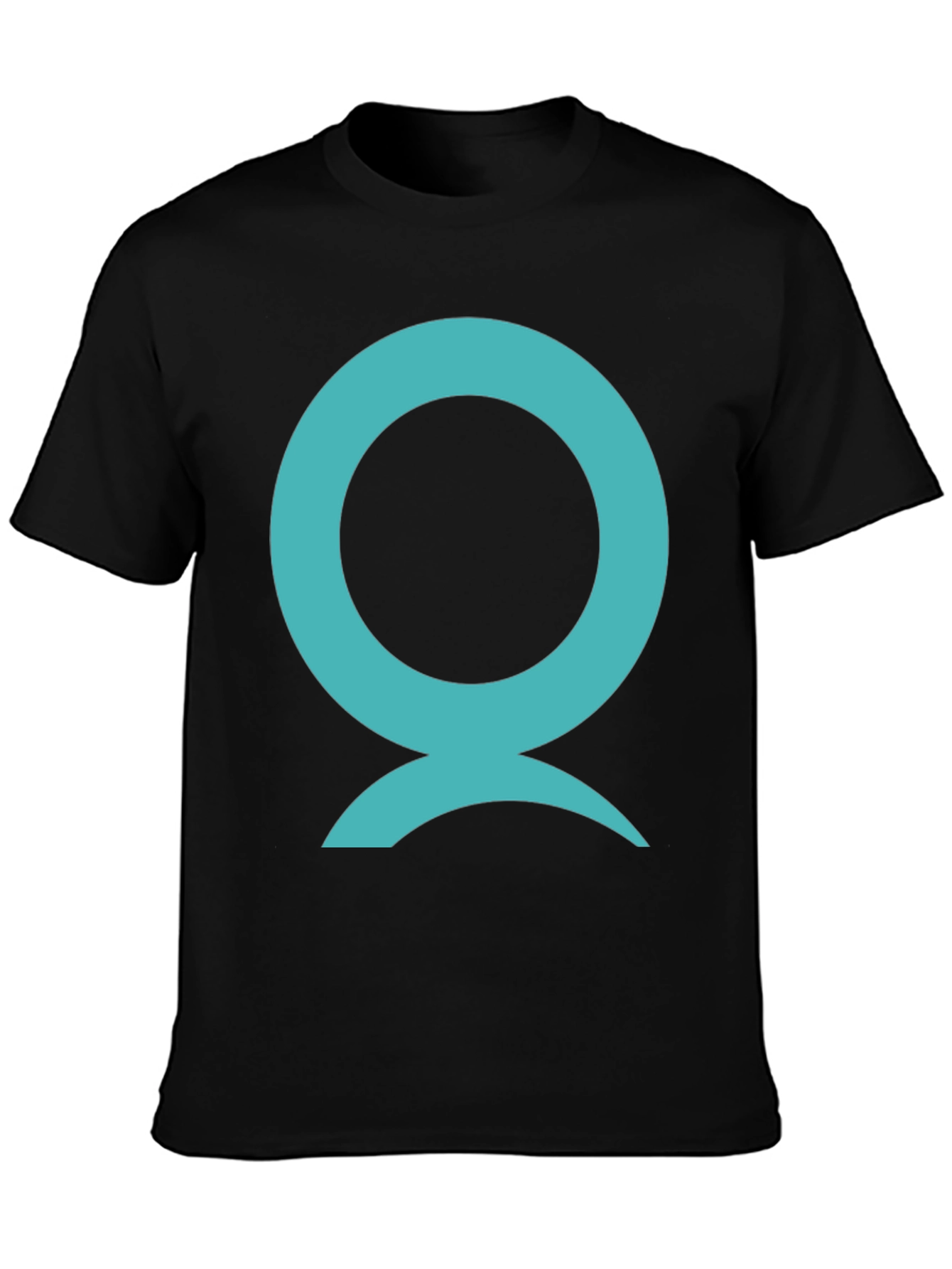 Abstract Aqua Symbol Graphic Black T-Shirt