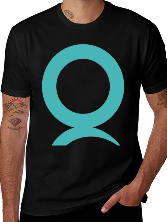 Abstract Aqua Symbol Graphic Black T-Shirt