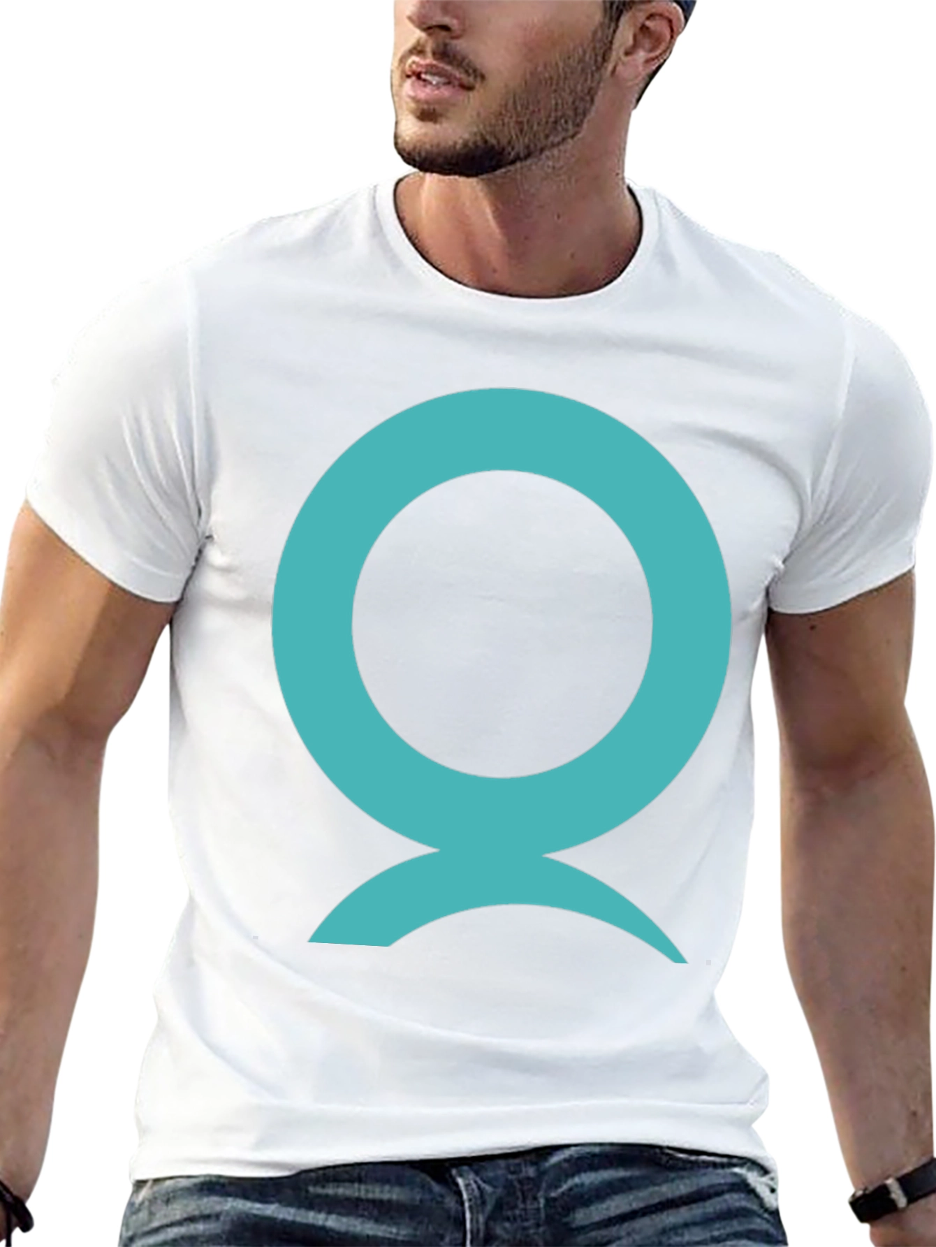 Abstract Aqua Symbol Graphic Black T-Shirt