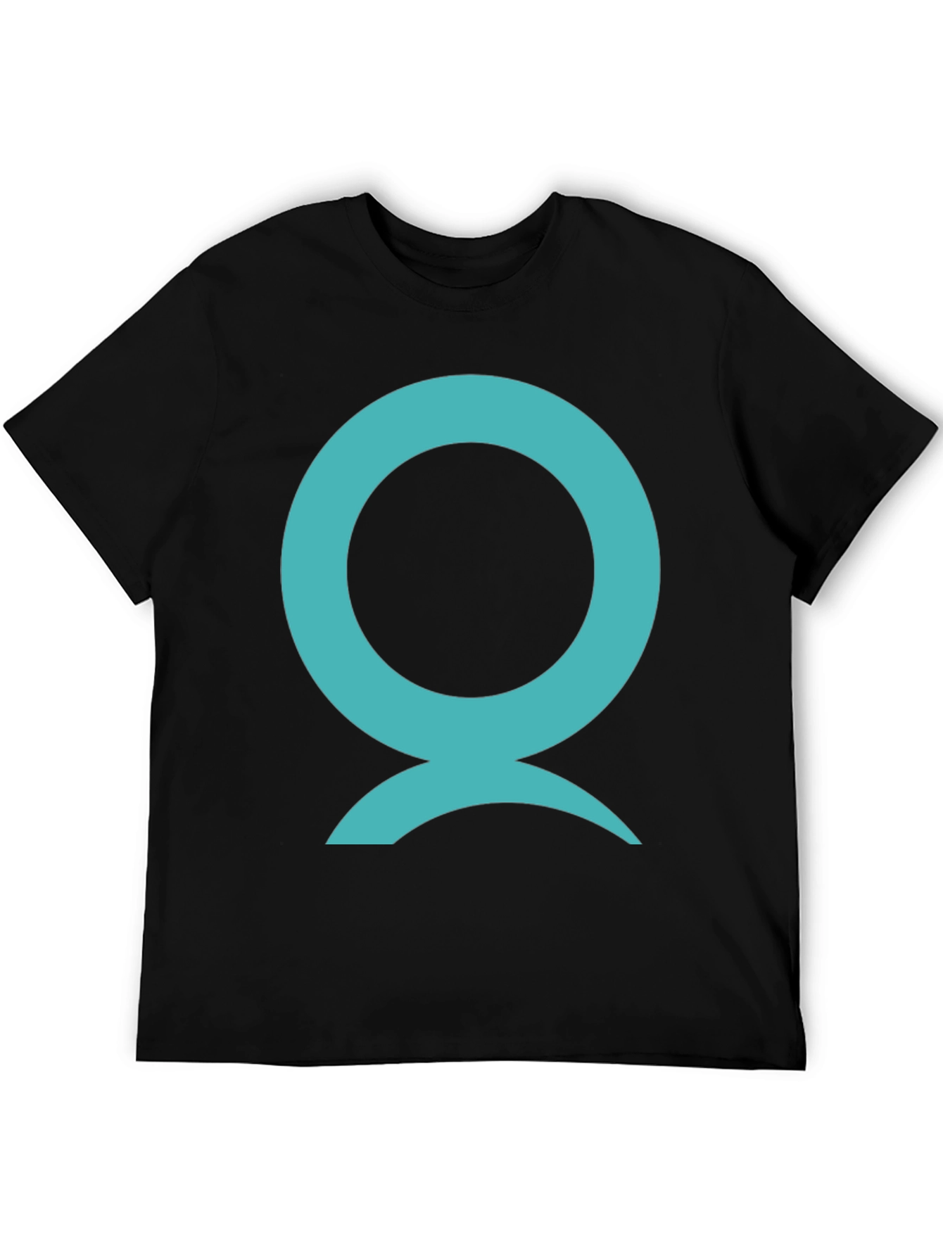Abstract Aqua Symbol Graphic Black T-Shirt