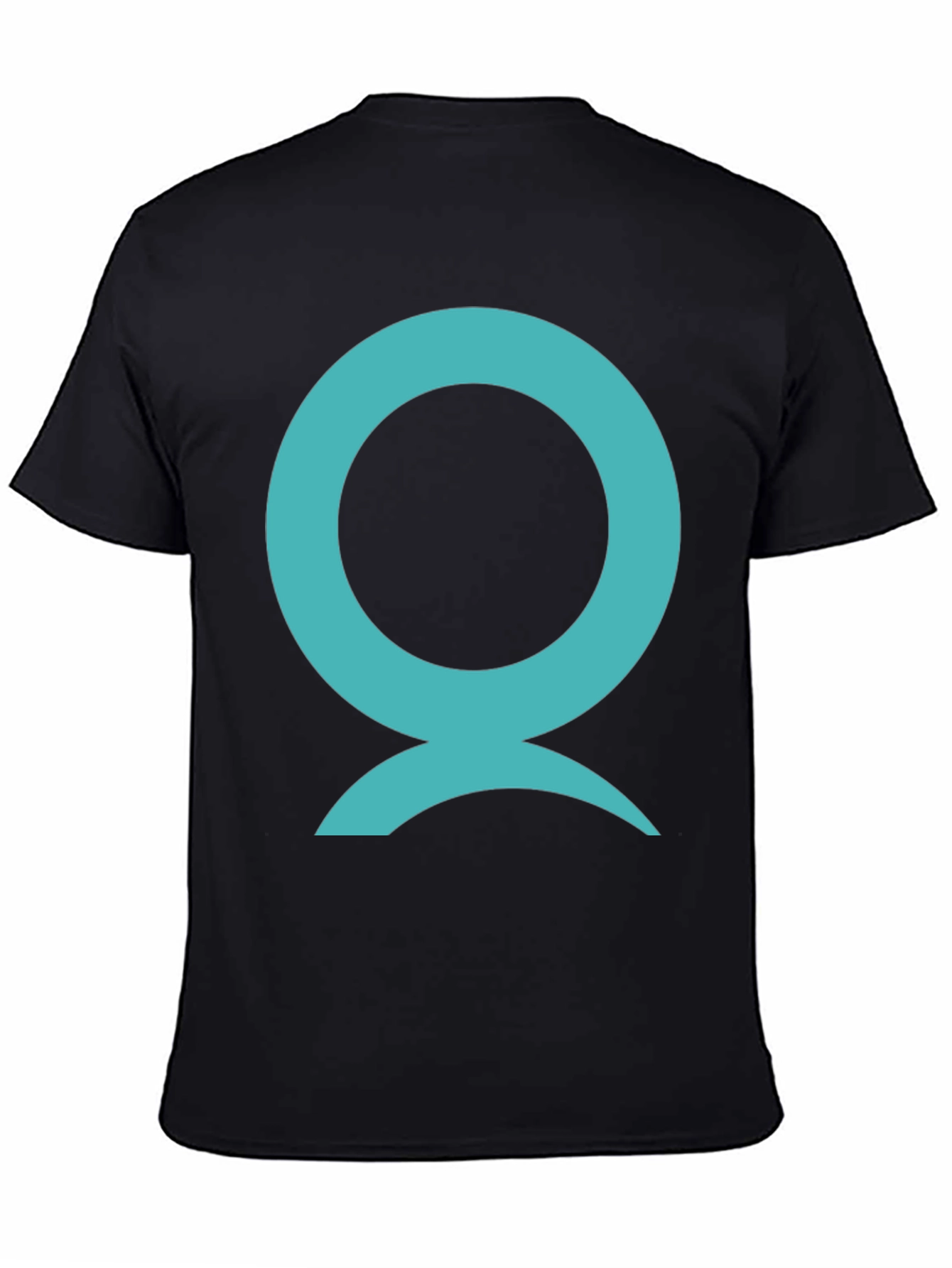 Abstract Aqua Symbol Graphic Black T-Shirt