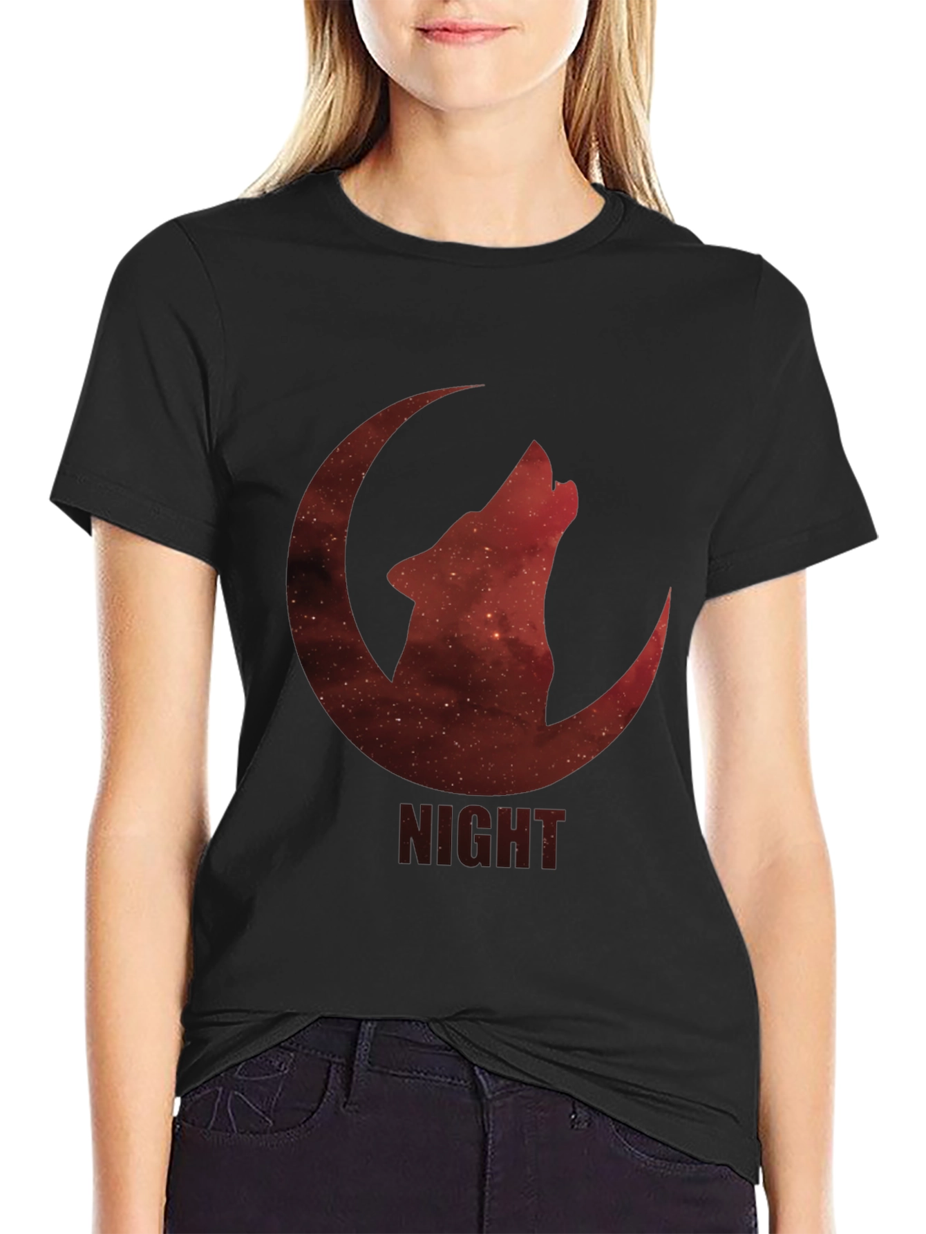 Night Wolf Moon Graphic T-Shirt