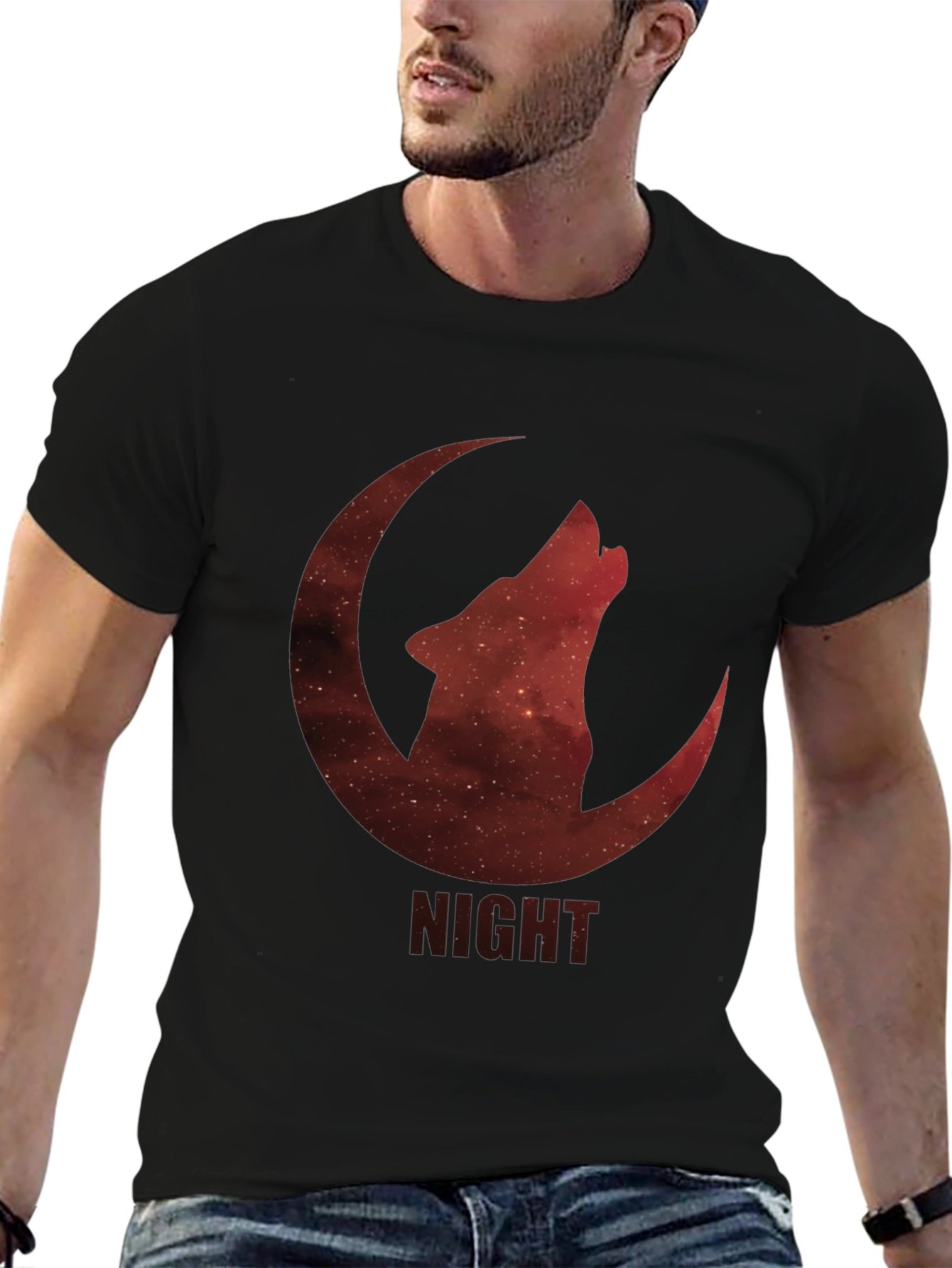 Night Wolf Moon Graphic T-Shirt