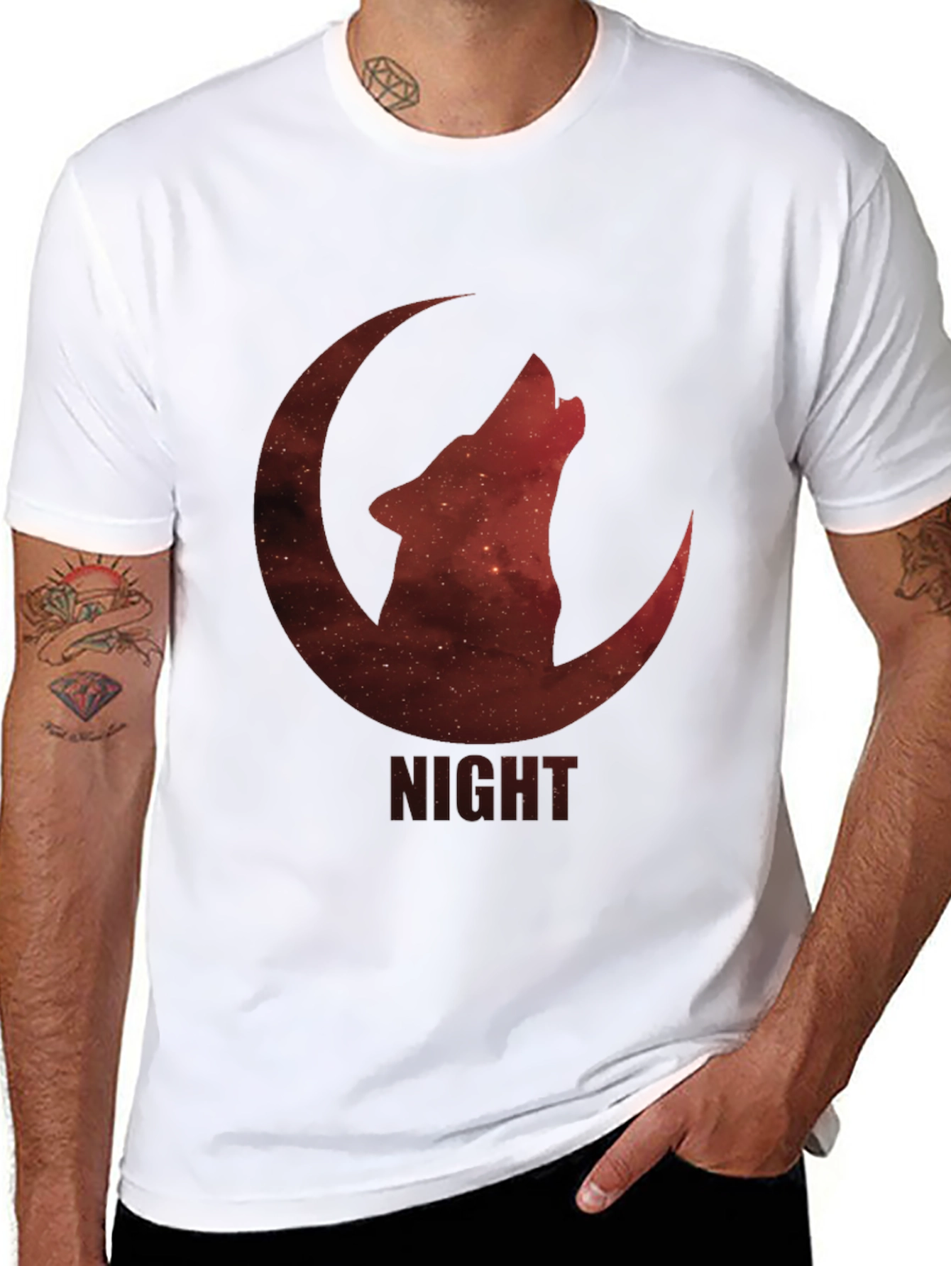 Night Wolf Moon Graphic T-Shirt