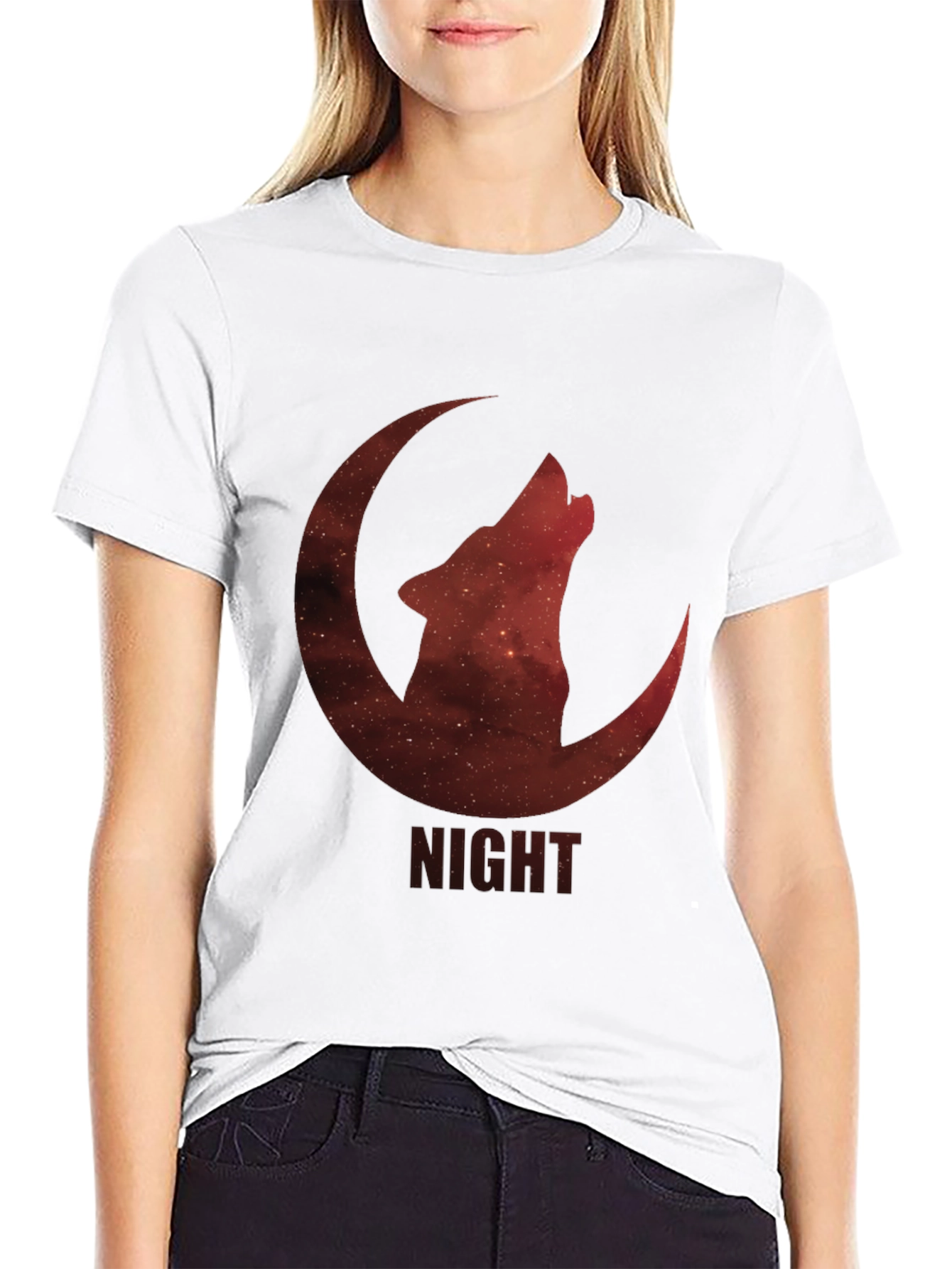 Night Wolf Moon Graphic T-Shirt