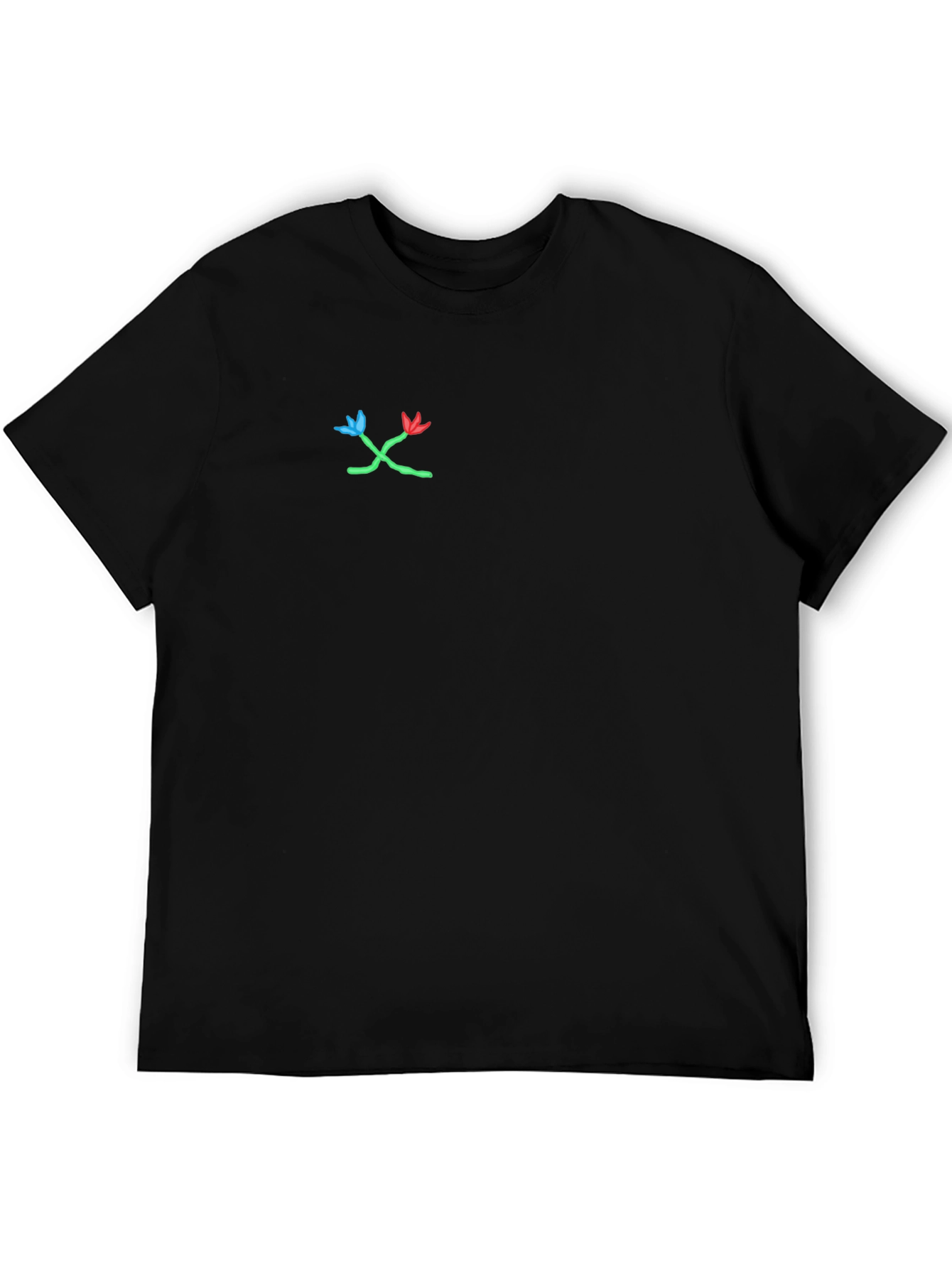 Black T-Shirt with Floral Design