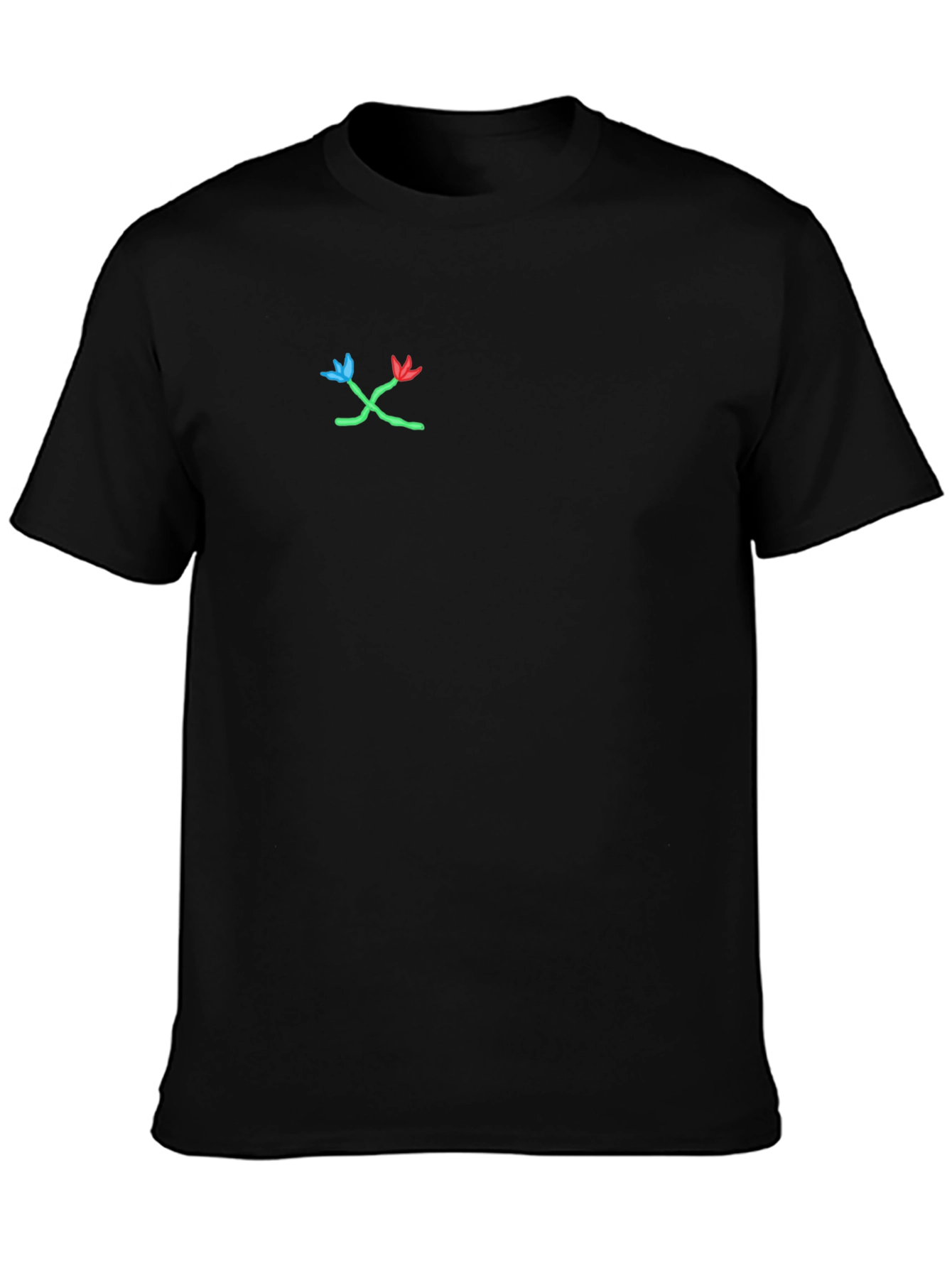 Black T-Shirt with Floral Design