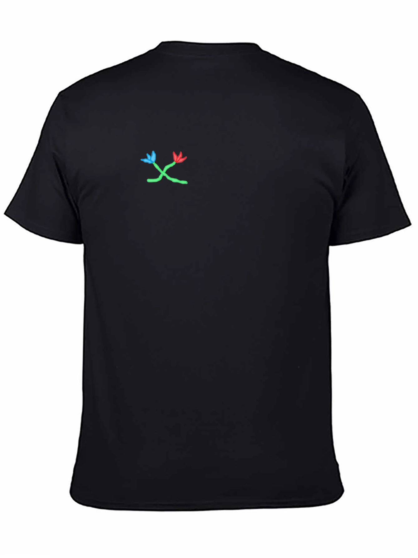 Black T-Shirt with Floral Design