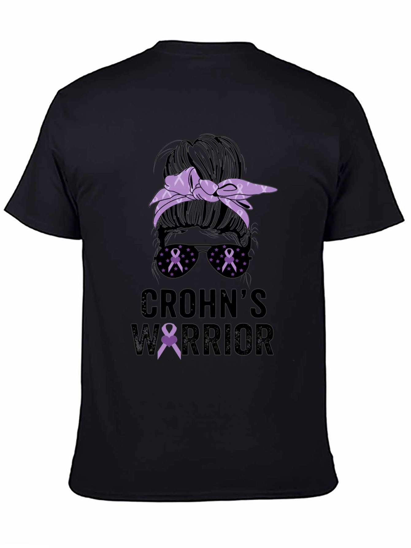 Crohns Warrior Messy Bun T-Shirt