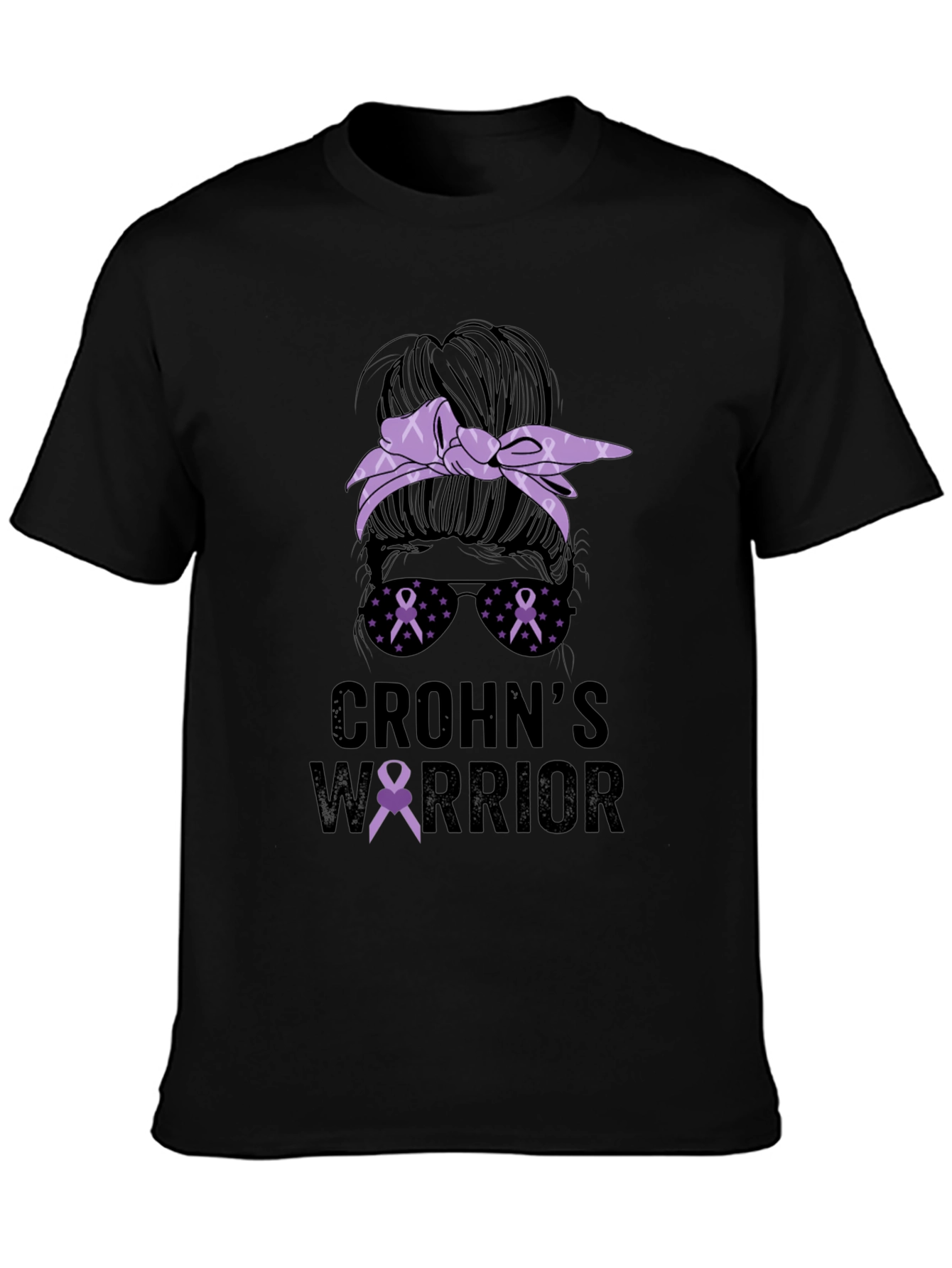 Crohns Warrior Messy Bun T-Shirt