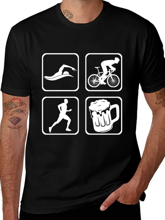 Triathlon and Beer Mens Graphic Tee