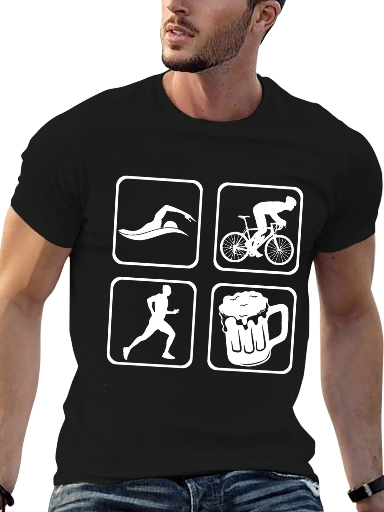 Triathlon and Beer Mens Graphic Tee