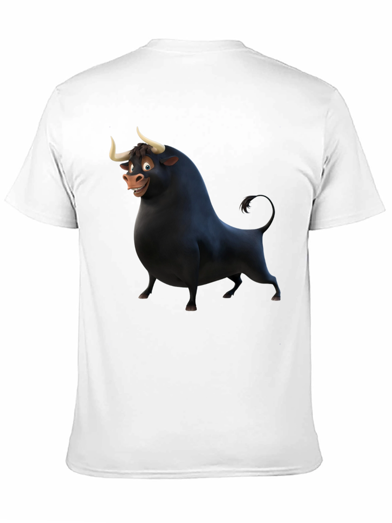 Cartoon Bull Graphic Black T-Shirt
