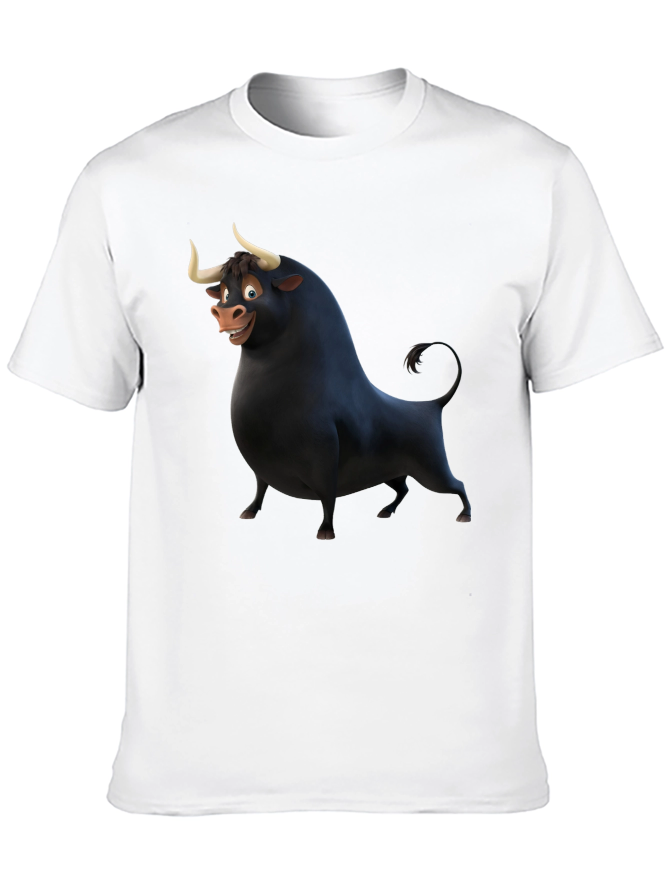 Cartoon Bull Graphic Black T-Shirt