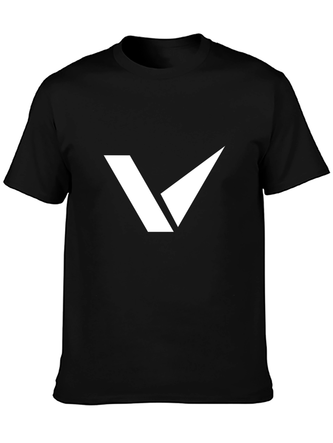 Modern Graphic Tee - Black with White V Design