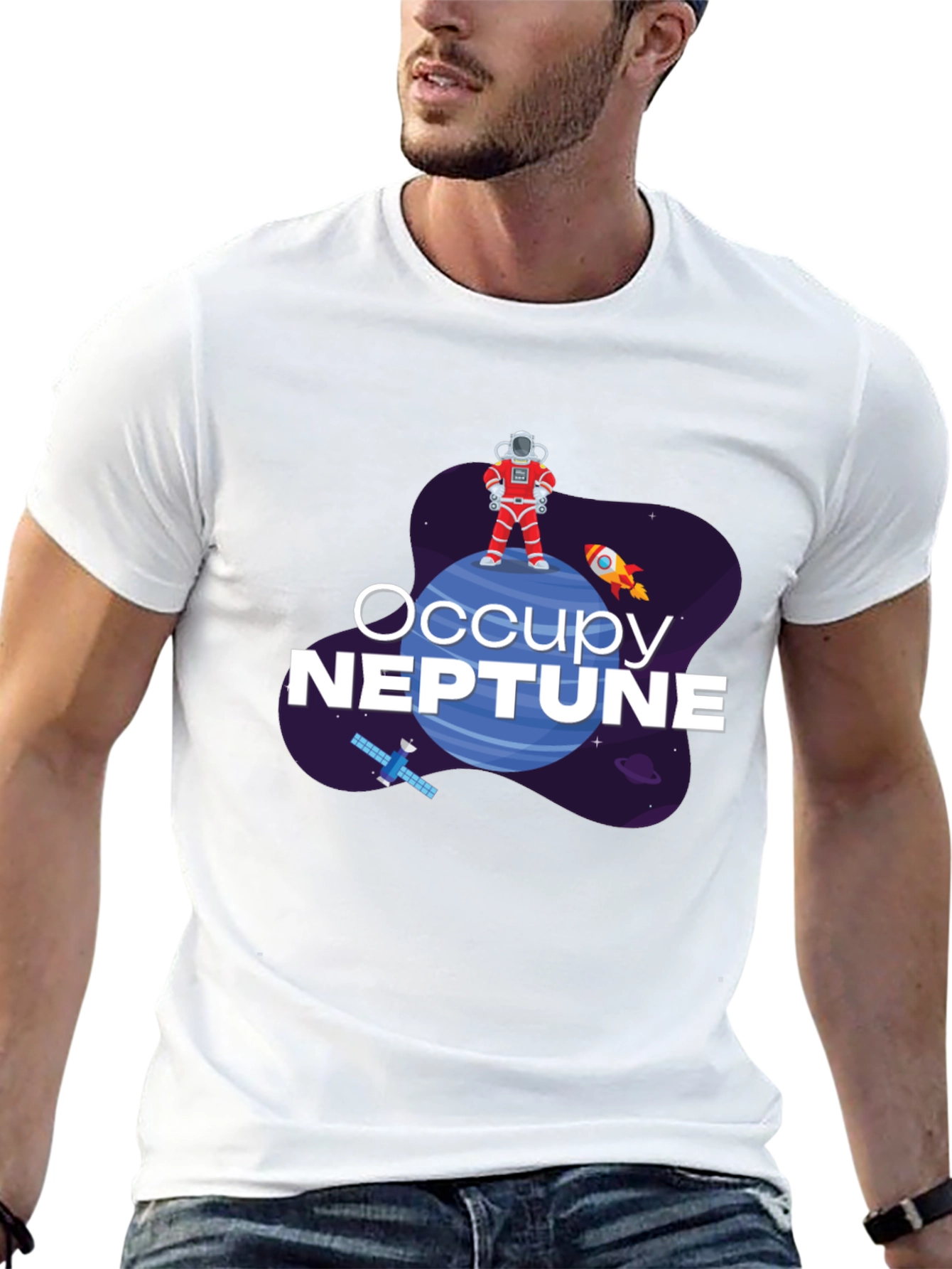 Occupy Neptune Graphic T-Shirt - Space Exploration Tee