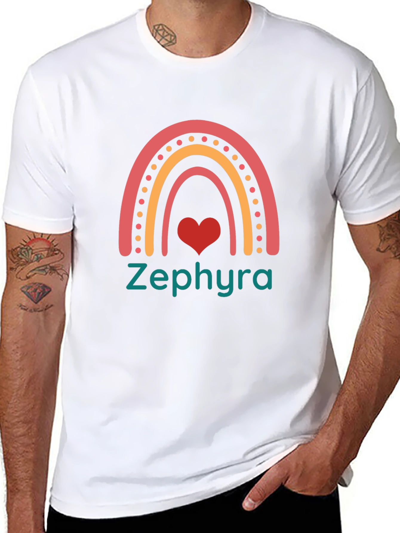 Rainbow Heart Zephyra Black T-Shirt