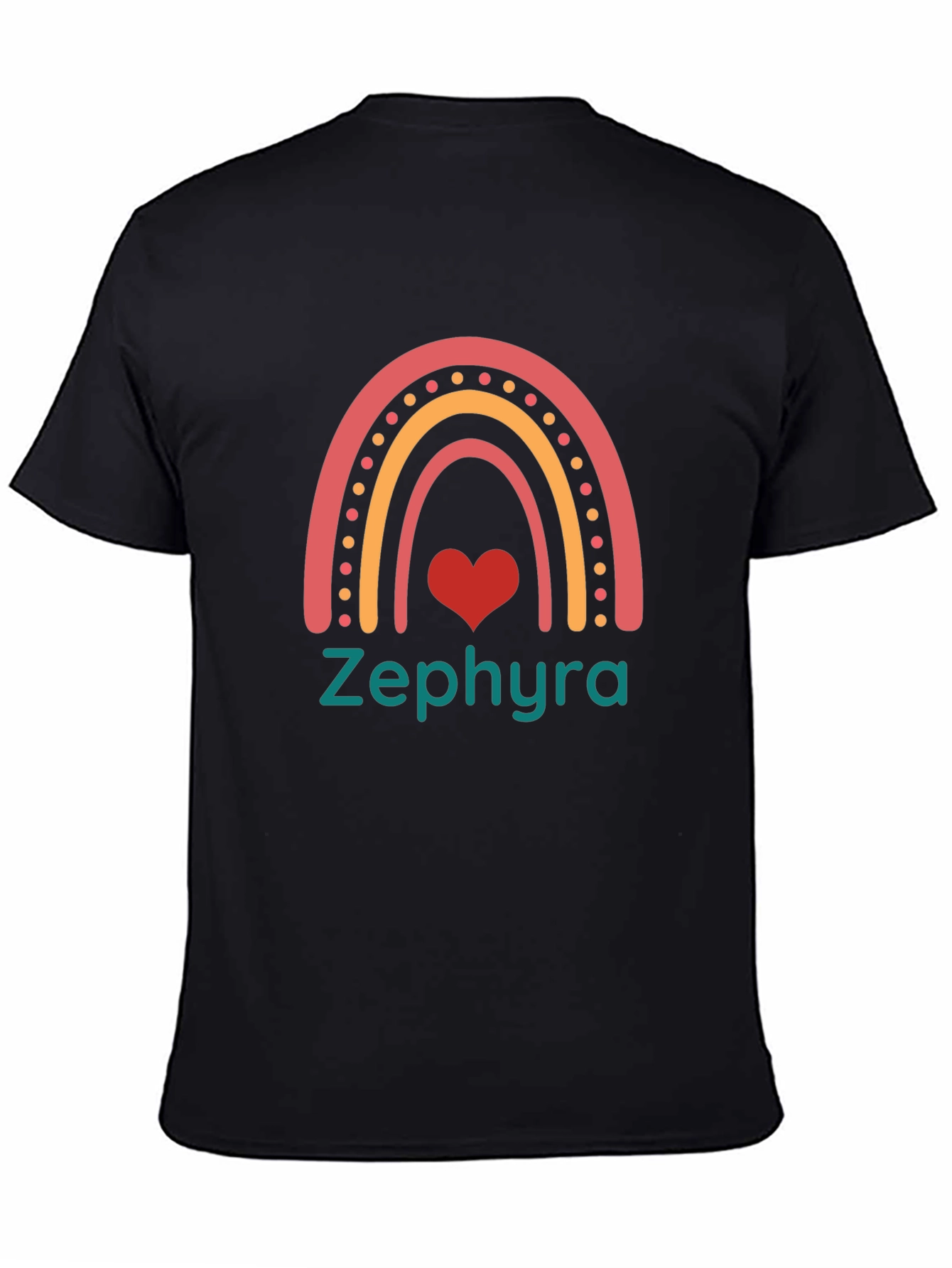 Rainbow Heart Zephyra Black T-Shirt
