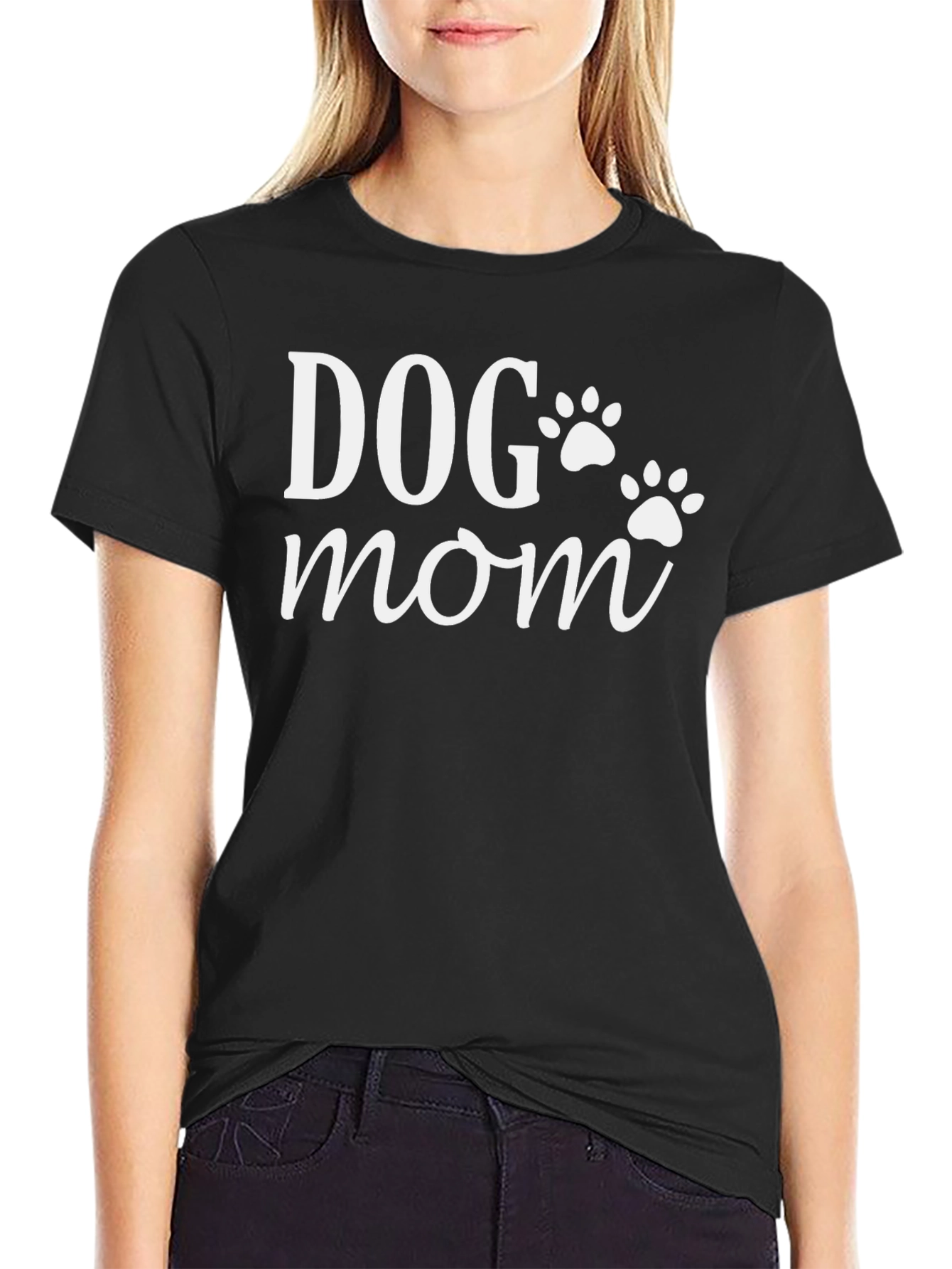 Dog Mom T-Shirt - Black Cotton Graphic Tee
