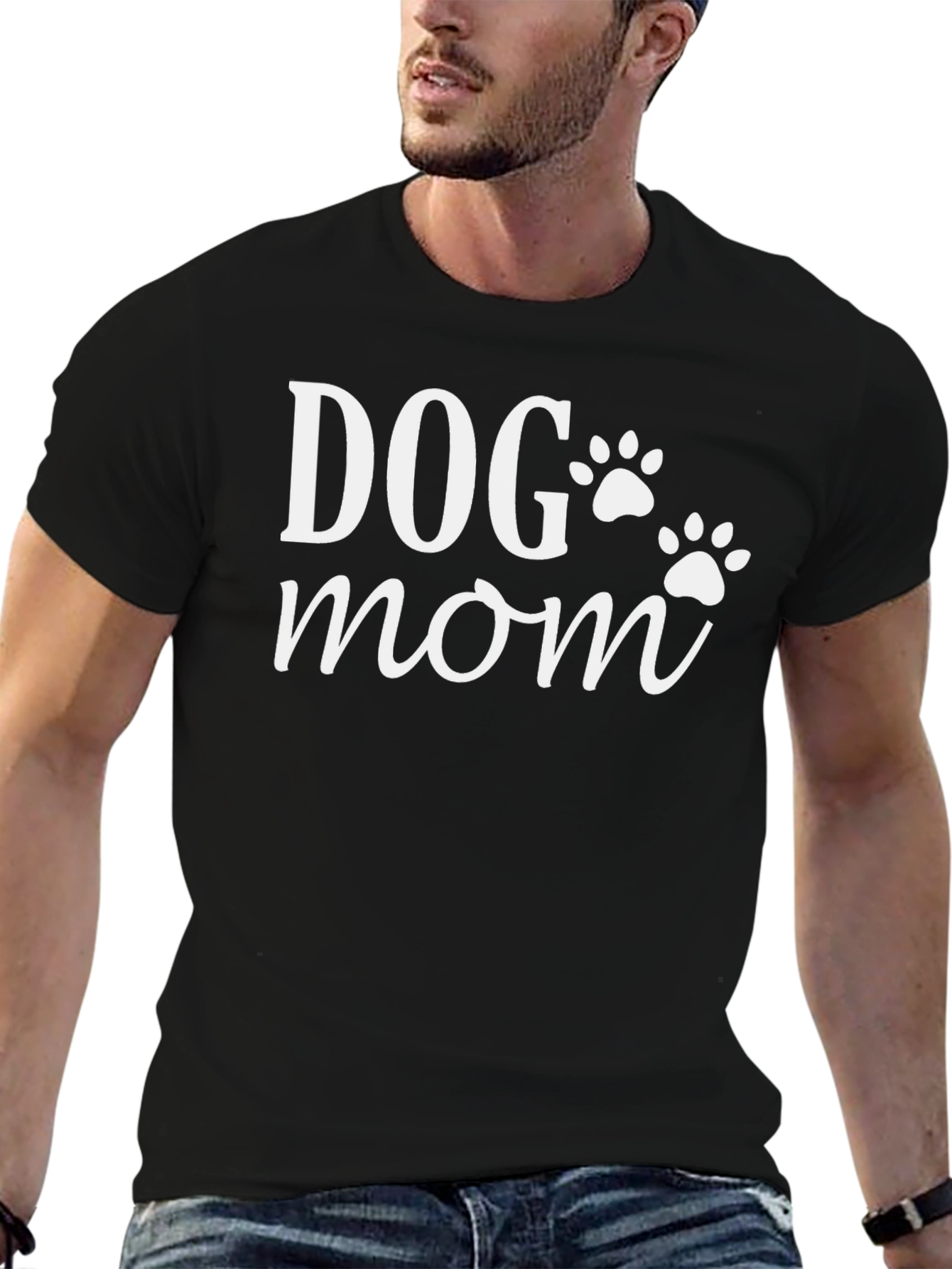 Dog Mom T-Shirt - Black Cotton Graphic Tee