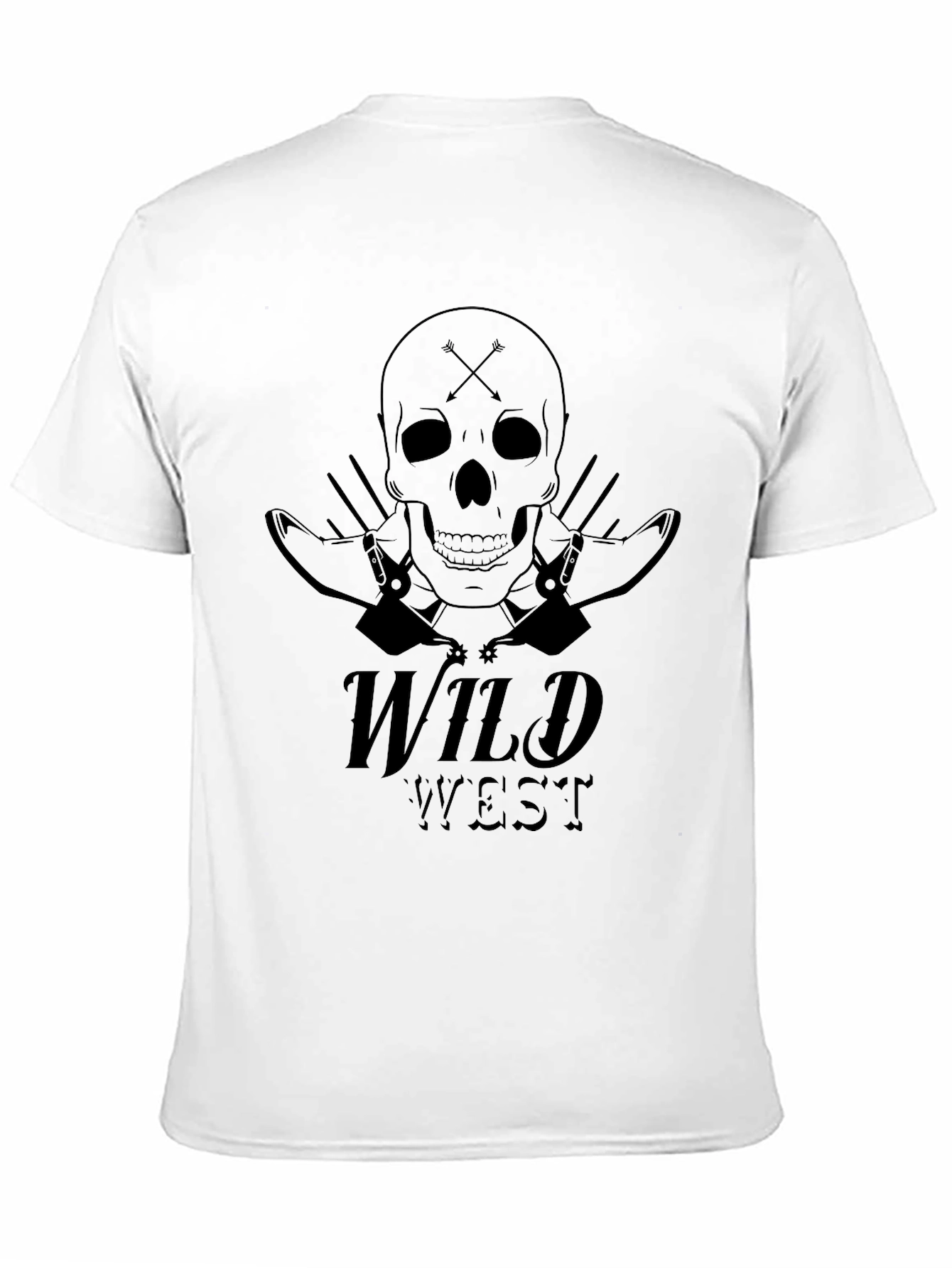Wild West Skull Graphic Tee - Black Cotton T-Shirt