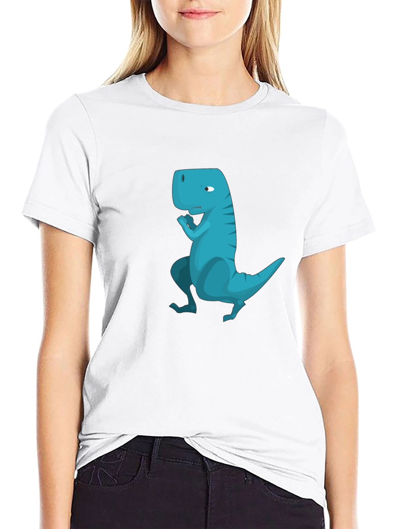 Cool Blue Dinosaur Graphic Black T-Shirt