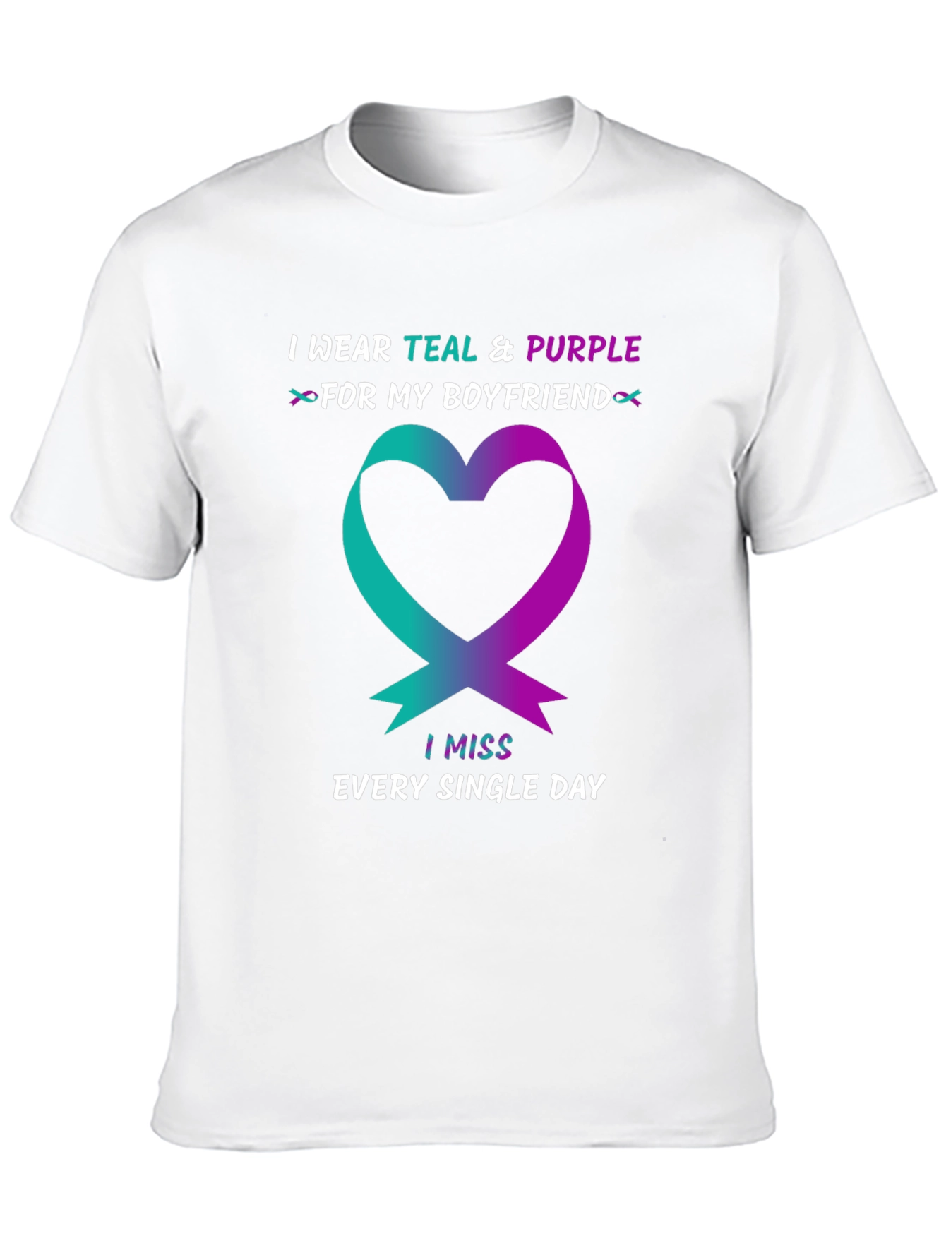 Teal & Purple Ribbon Boyfriend Memorial T-Shirt