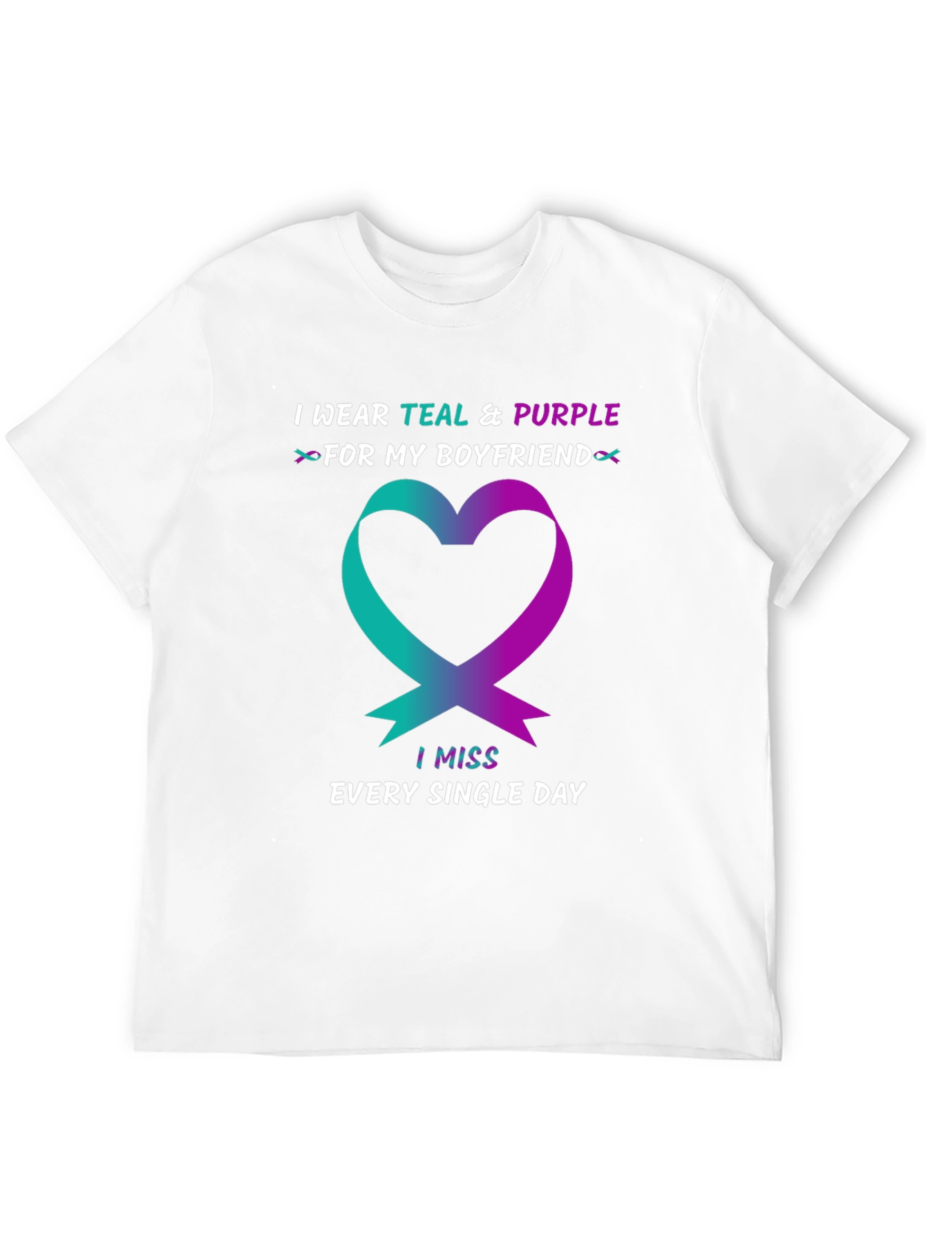 Teal & Purple Ribbon Boyfriend Memorial T-Shirt