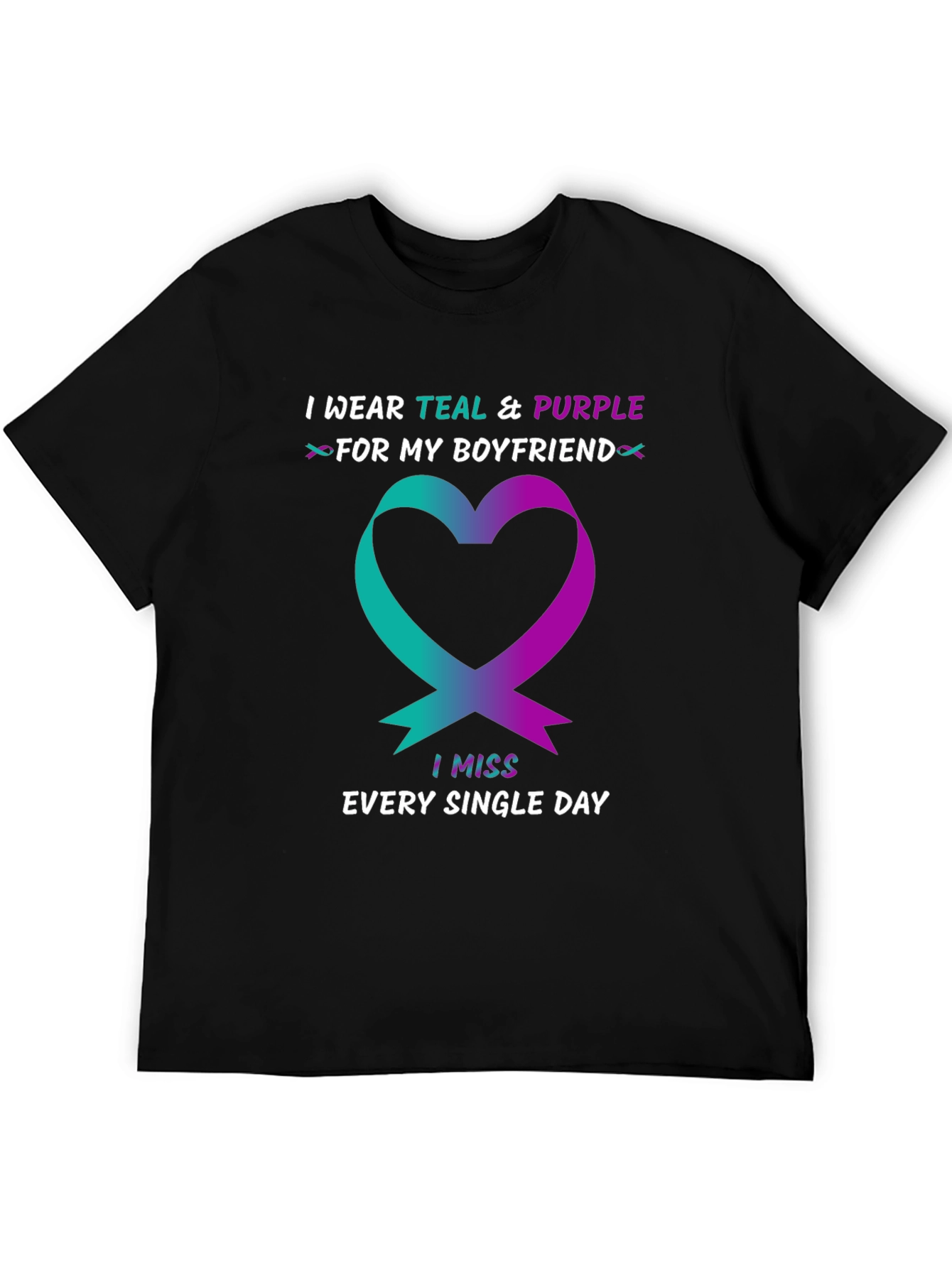 Teal & Purple Ribbon Boyfriend Memorial T-Shirt